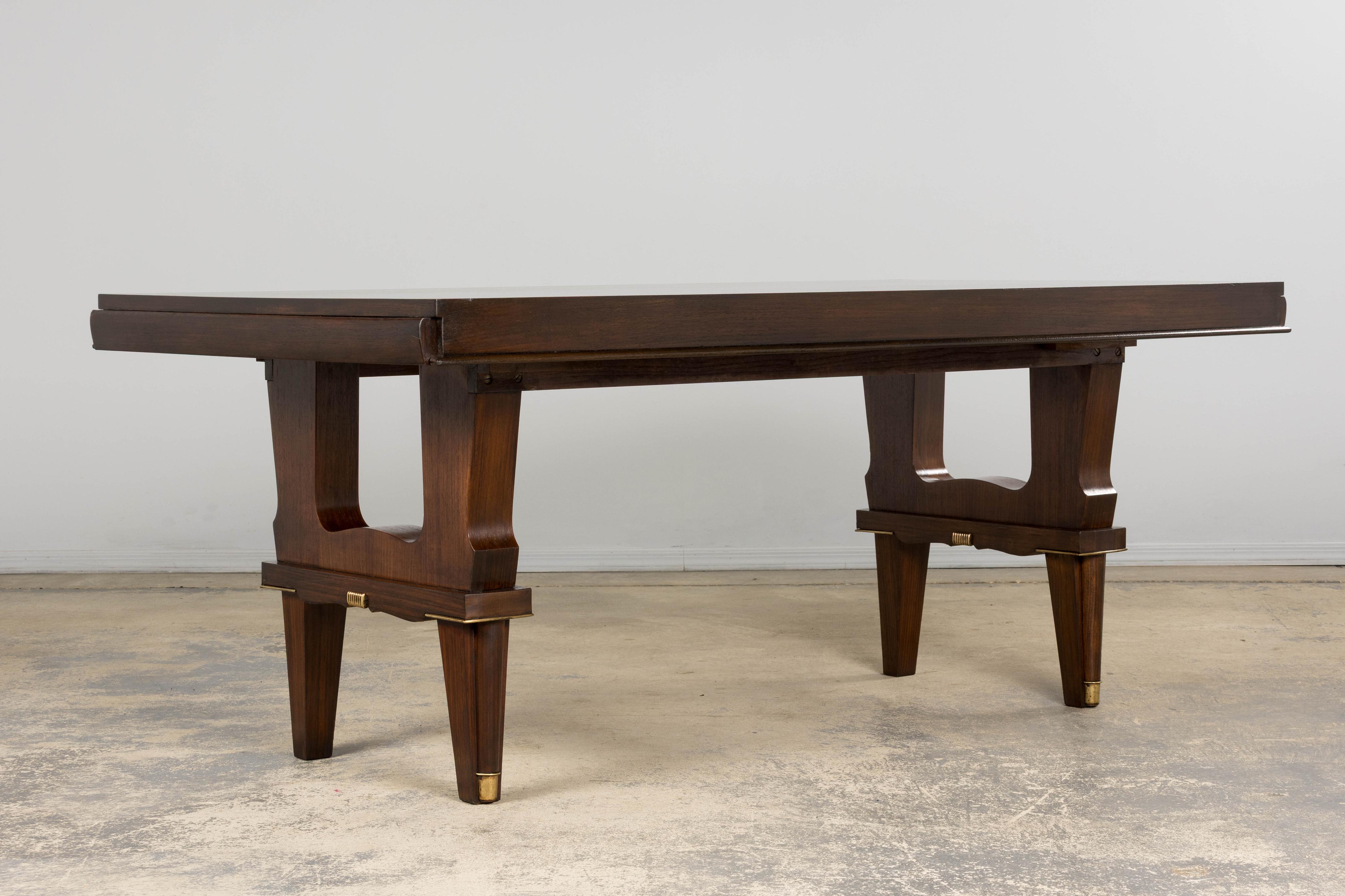 Brass 1930s French Parisian Art Deco Rosewood Dining Table For Sale