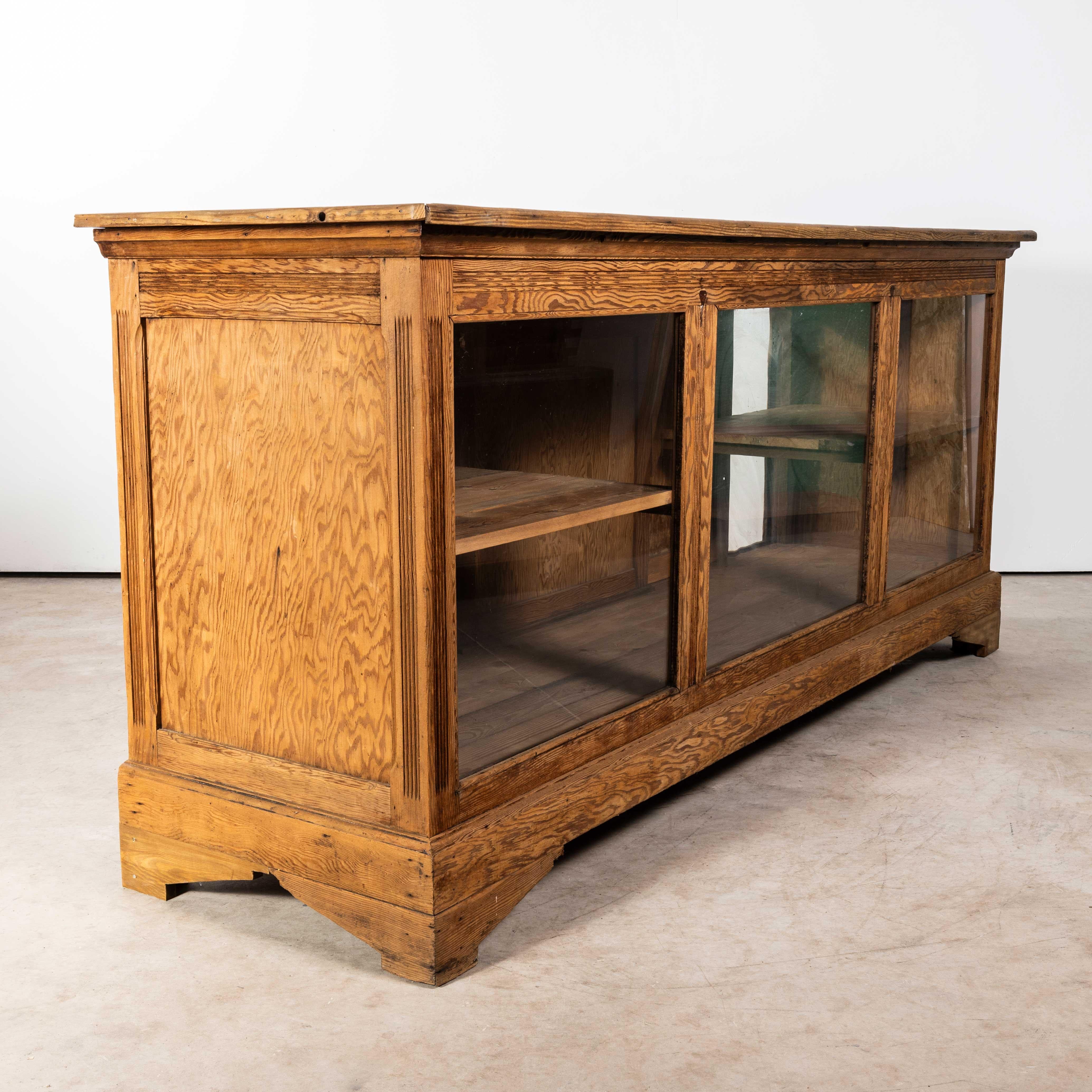 1930's French Pine Shop Counter - Glass Fronted 6