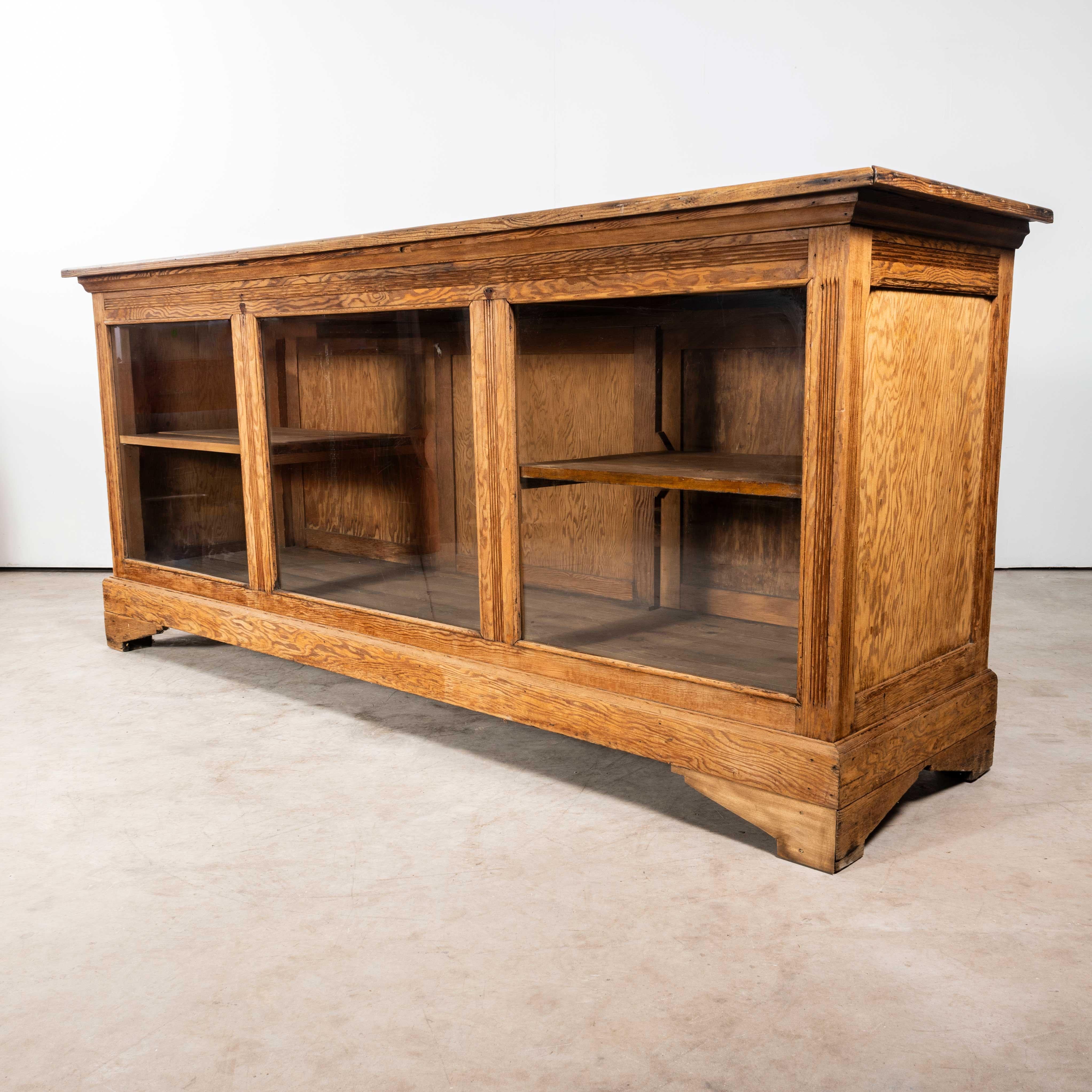 1930's French Pine Shop Counter - Glass Fronted 11