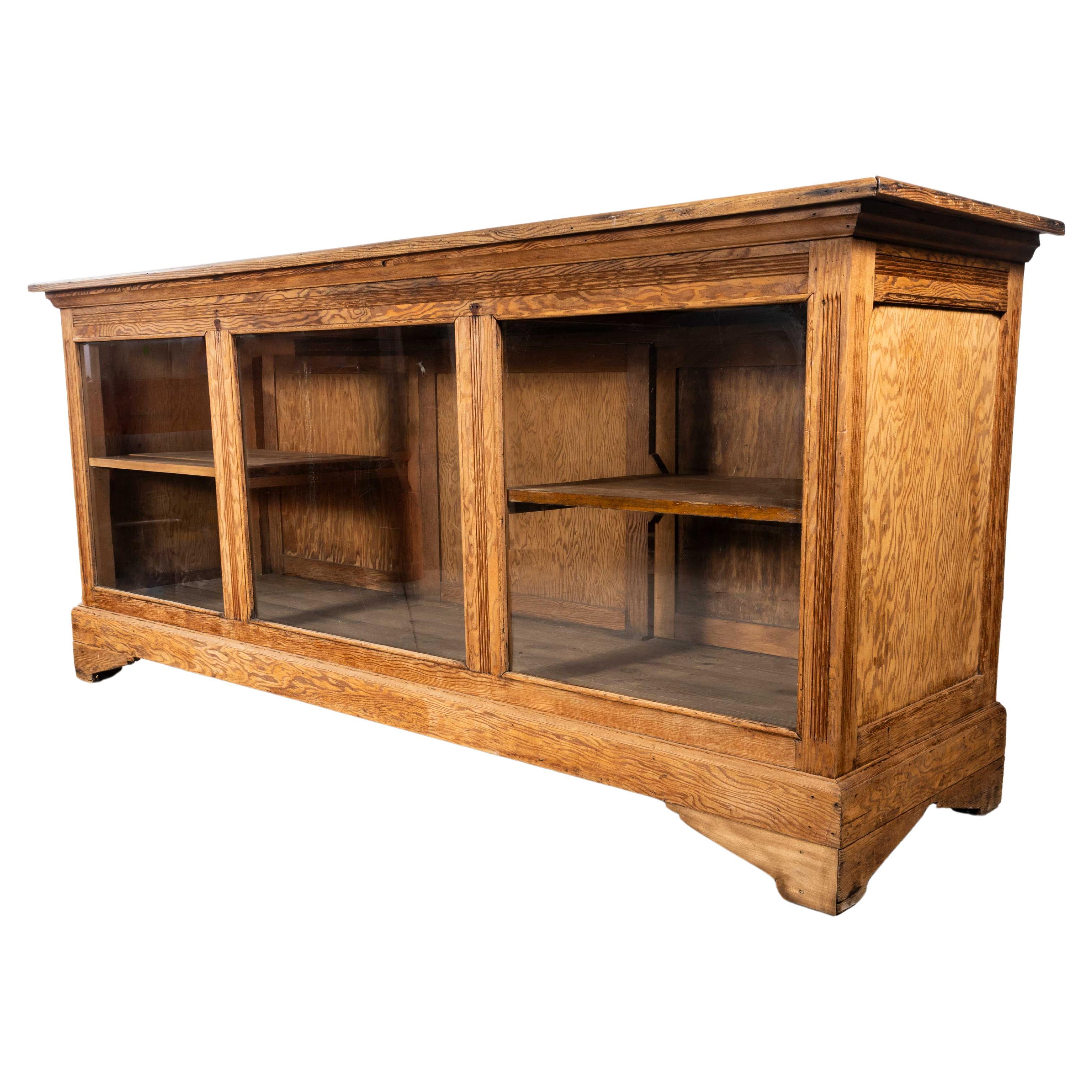 1930's French Pine Shop Counter - Glass Fronted