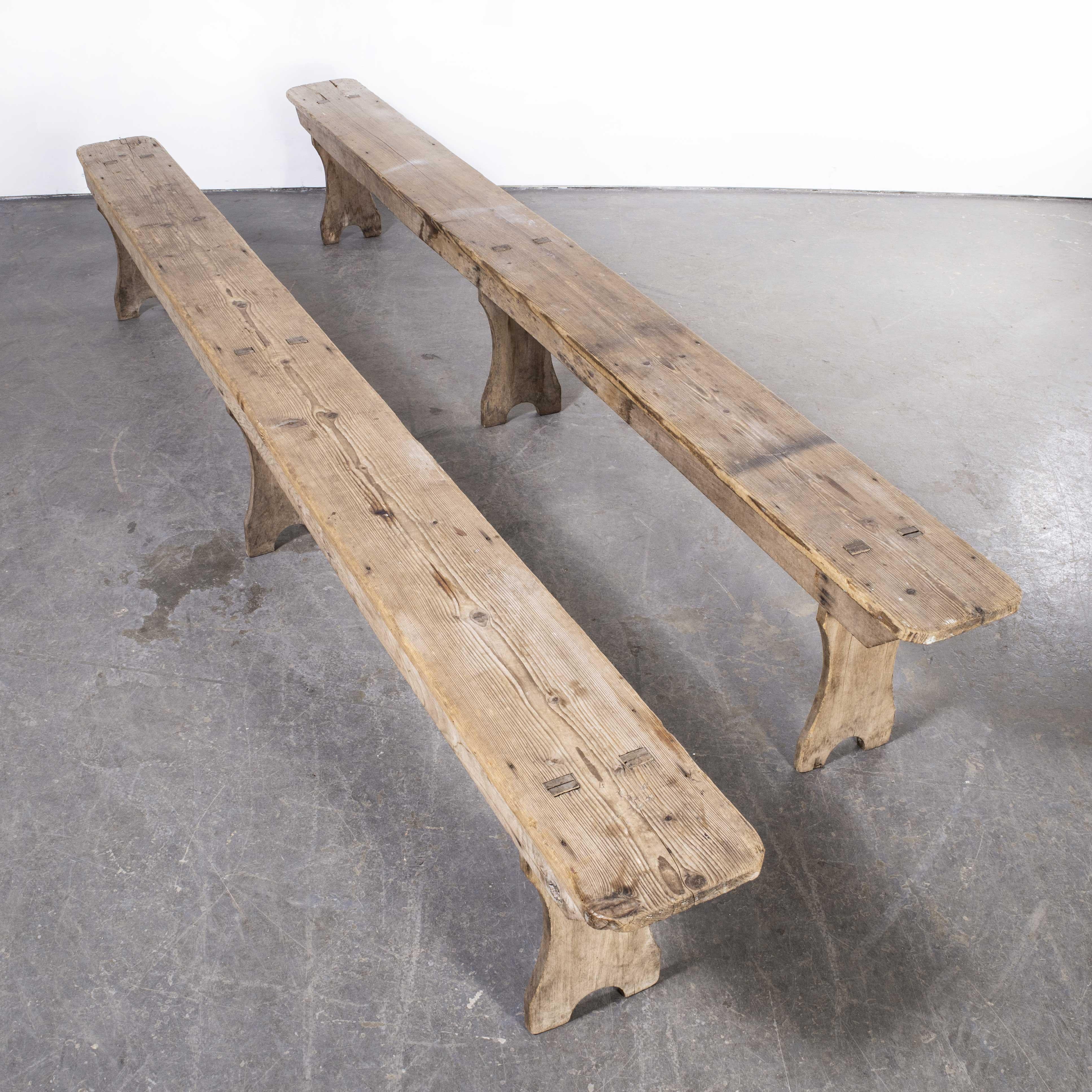 1930's French Pitch Pine Benches, Pair 2