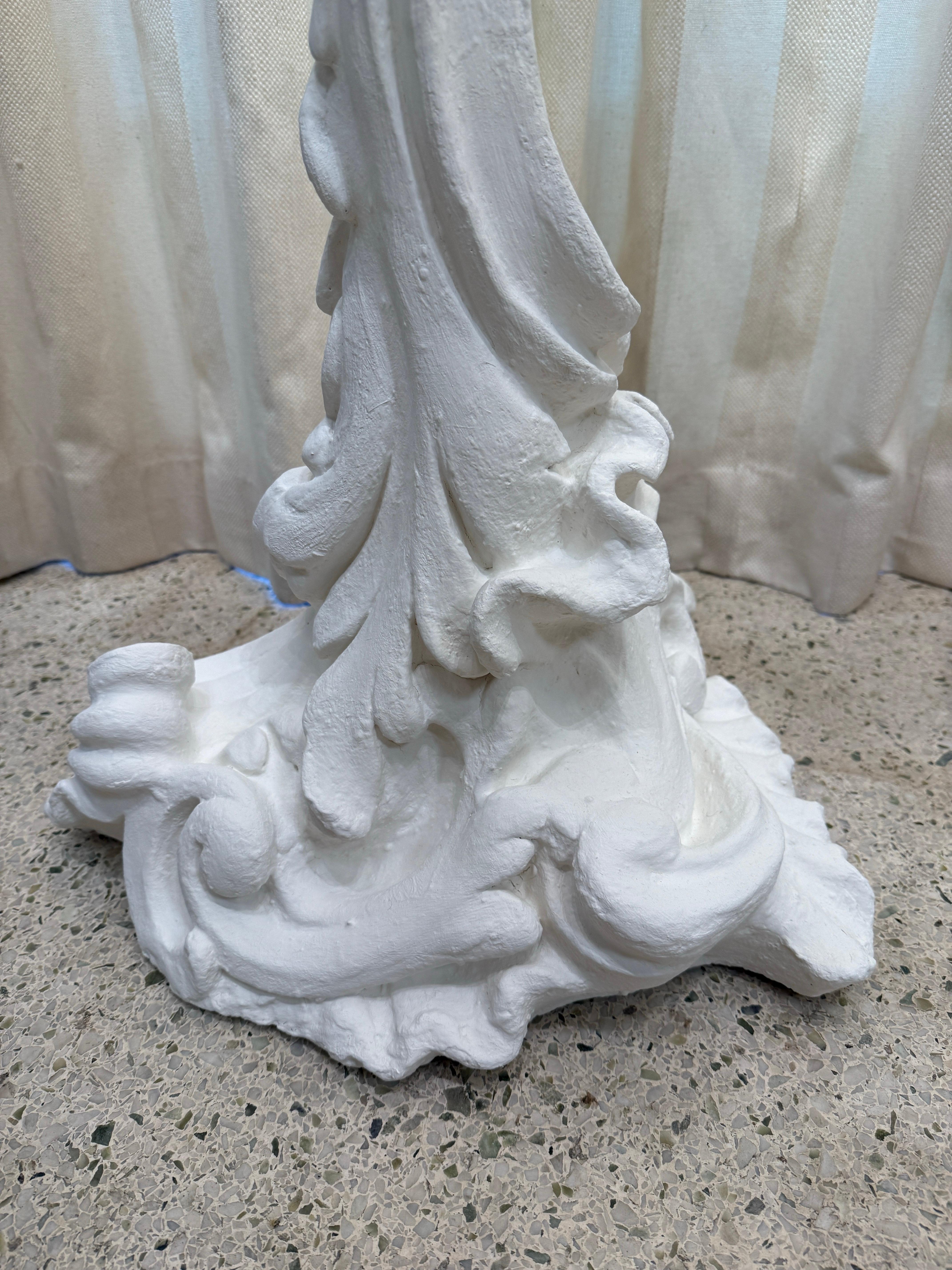 1930's French Plaster 5-Light Candelabra Torchieres, PAIR 1