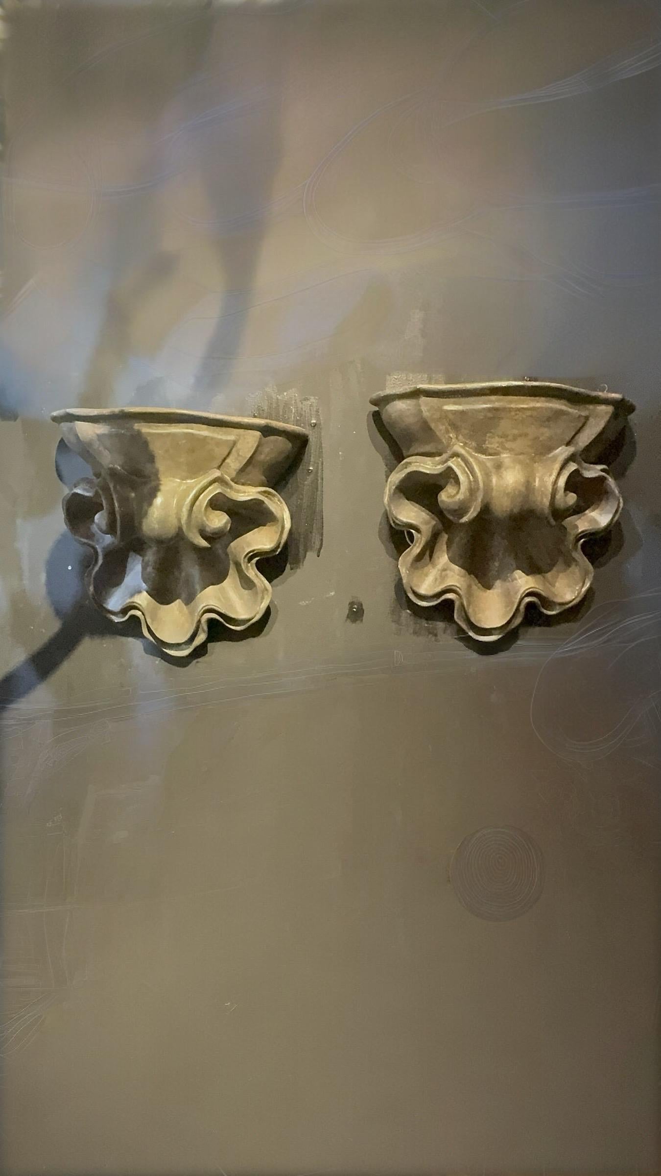 1930’s French Plaster Shell Sconces with 2 interior light In Good Condition For Sale In New York, NY