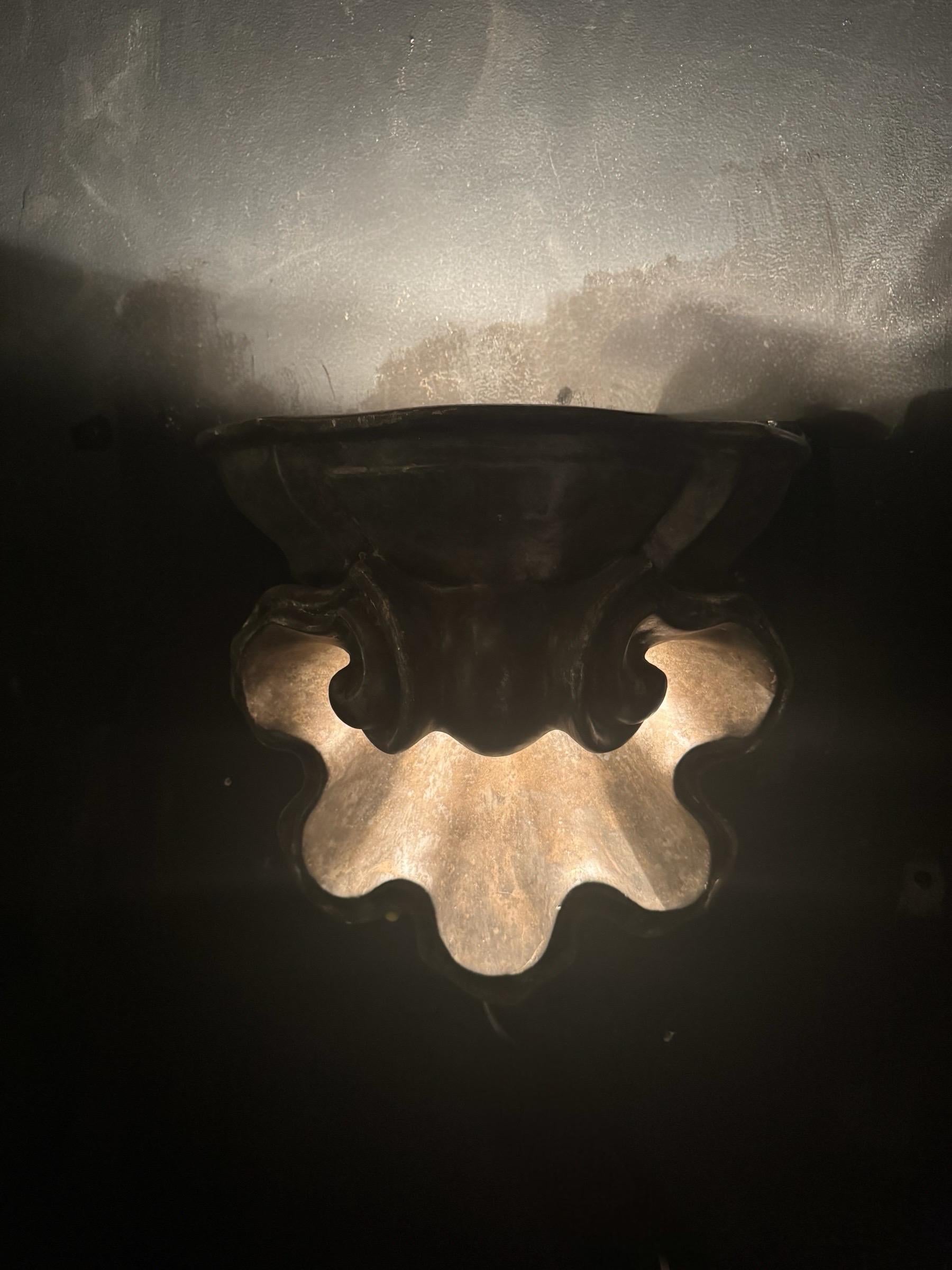 1930’s French Plaster Shell Sconces with 2 interior light For Sale 2