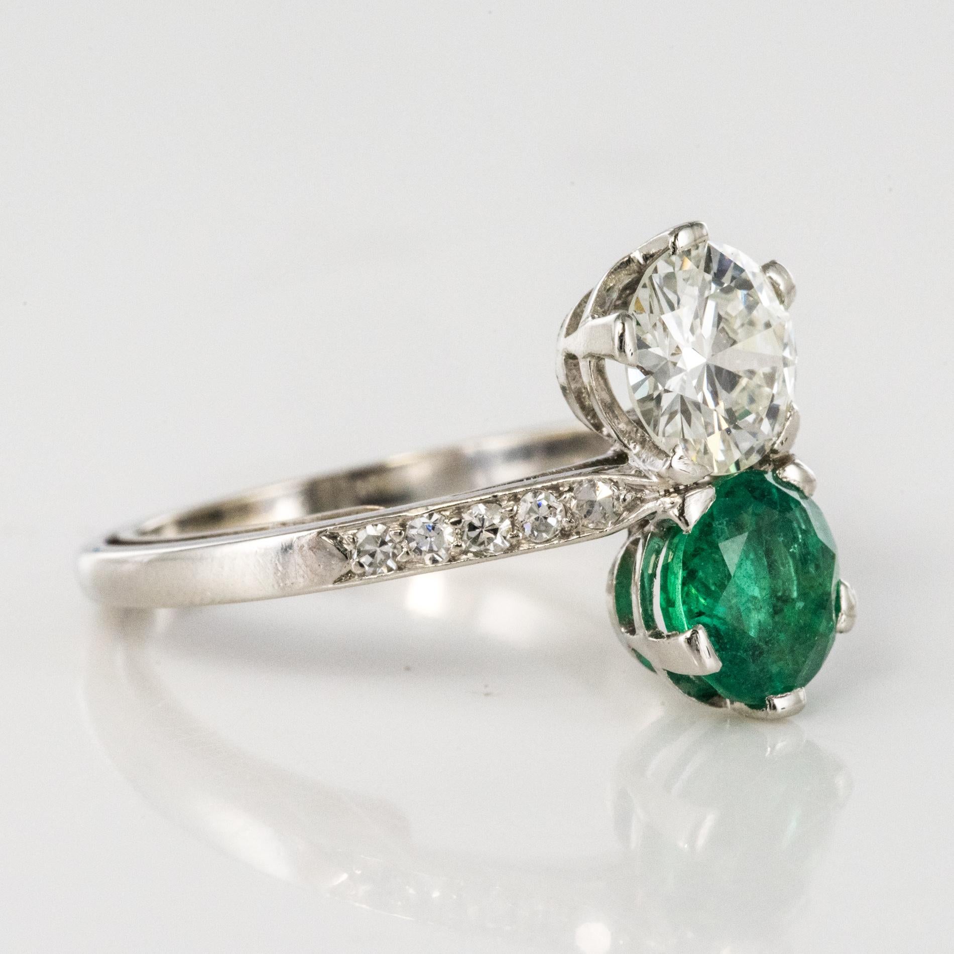 1930s French Platinum Art Deco Emerald Diamond 