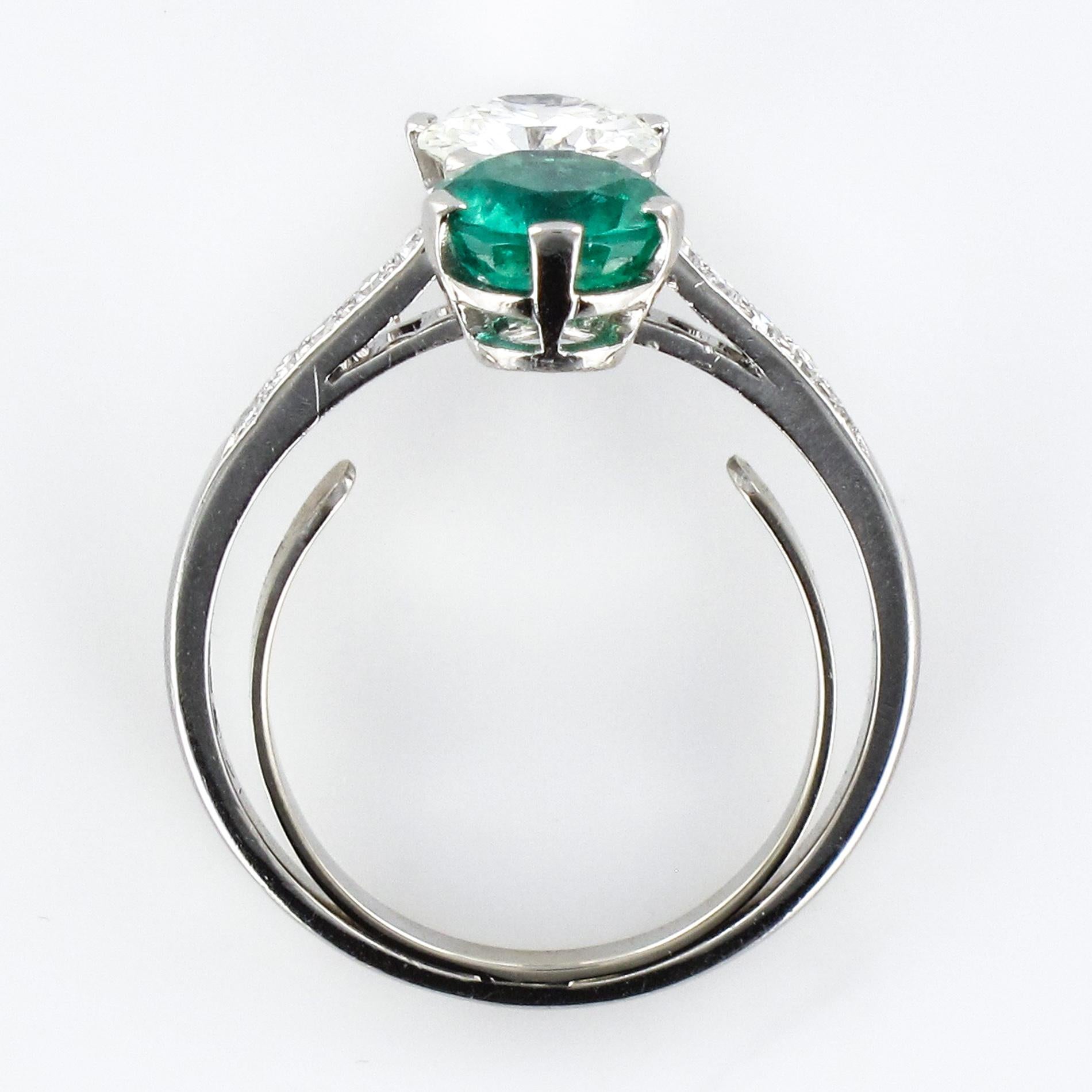 1930s French Platinum Art Deco Emerald Diamond 