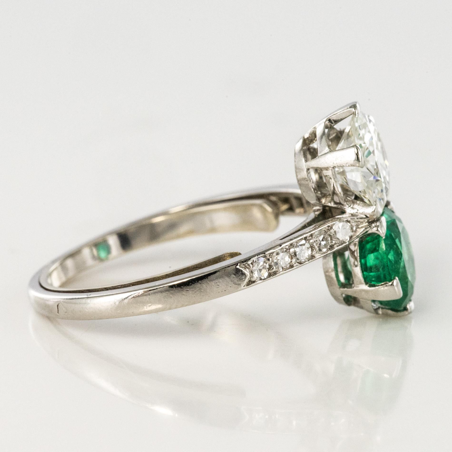 1930s French Platinum Art Deco Emerald Diamond 