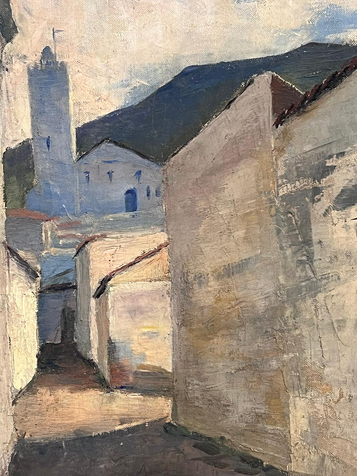 La antigua calle Francesa
Artista postimpresionista de 1930, 
¿firmado débilmente abajo a la izquierda?
óleo sobre lienzo, enmarcado
enmarcado: 21 x 14 pulgadas
lienzo: 19 x 12 pulgadas
procedencia: colección privada, Francia
estado: en buen estado 