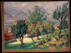 Fine 1930's Französisch Post Impressionist signiert Ölgemälde Provence Landschaft