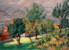 Fine 1930's Französisch Post Impressionist signiert Ölgemälde Provence Landschaft