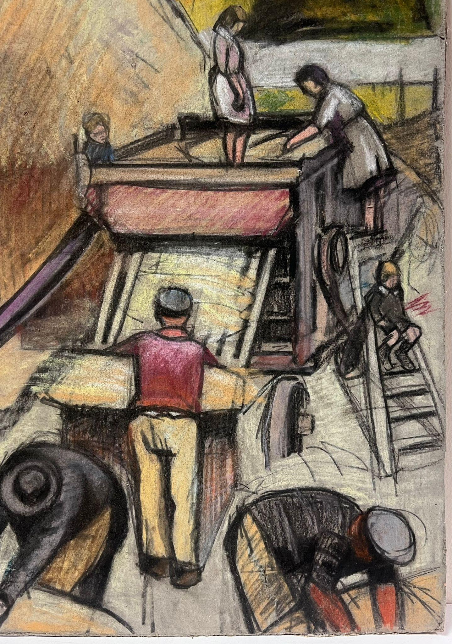 Les travailleurs de la moisson
Post-impressionniste français vers 1930
planche à dessin au pastel, non encadrée
tableau : 21.5 x 18 pouces
provenance : collection privée, France
état : très bon et sain 