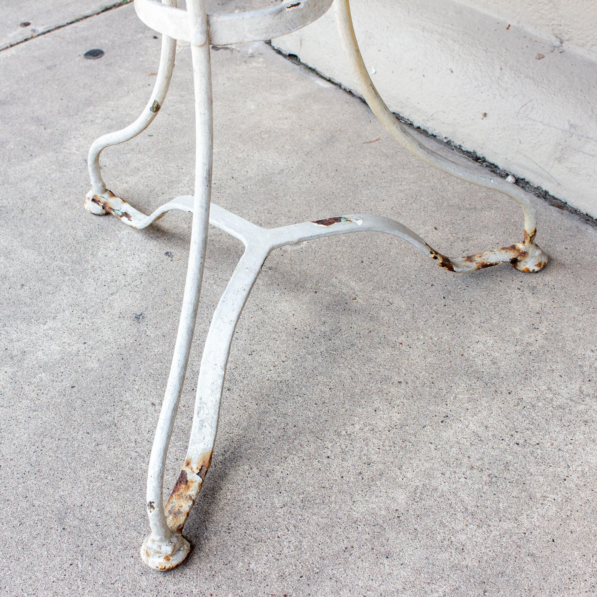 Mid-20th Century 1930s French Rustic Metal Garden Table with White Base