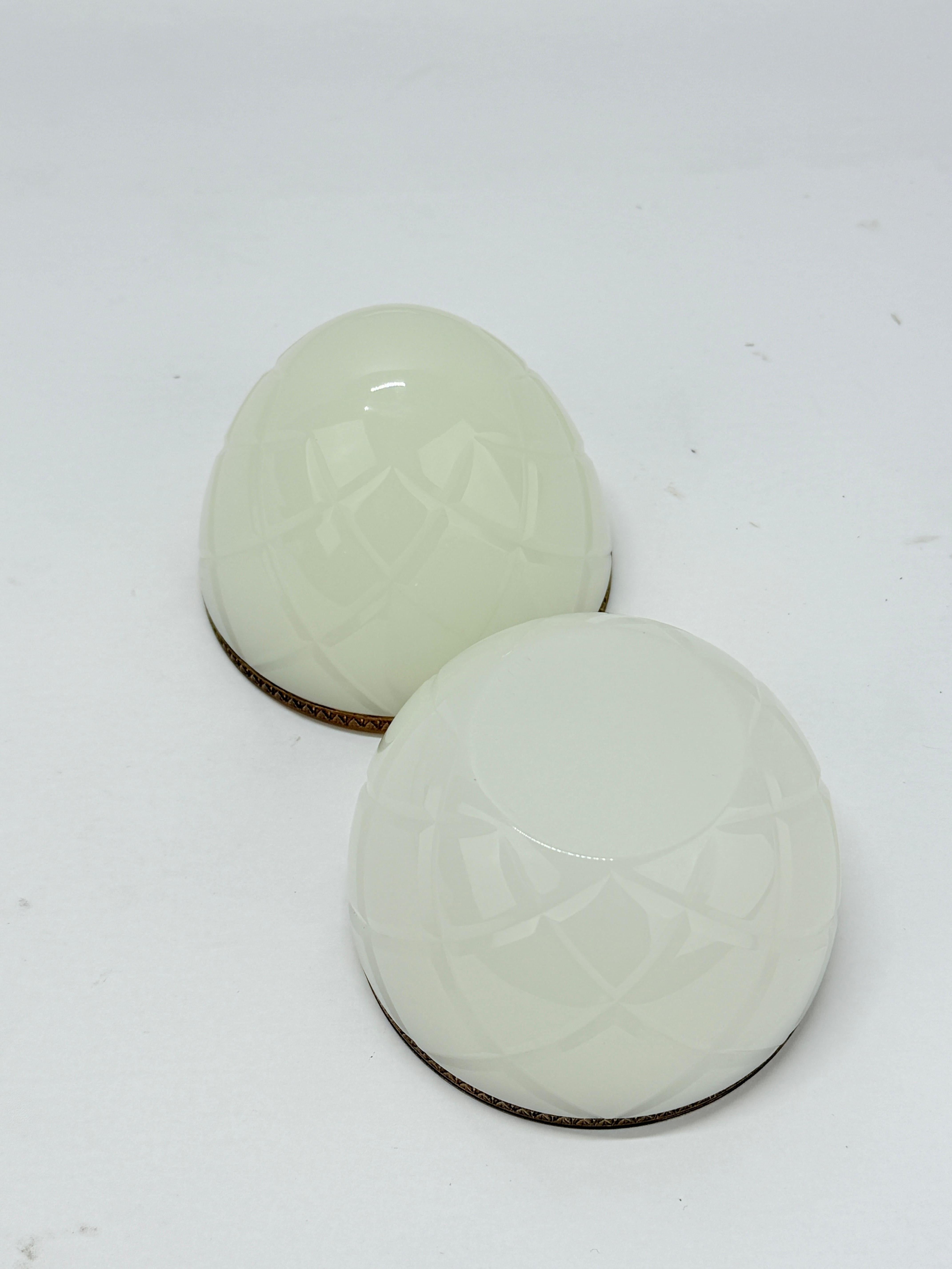1930's French Sculpted White Opaline & Ormolu Mounted Egg Shaped Trinket Box 2