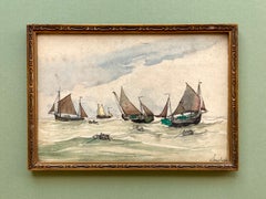 1930s French Seascape in Watercolor by Frank William Boggs 'Frank-Will, Naudin'