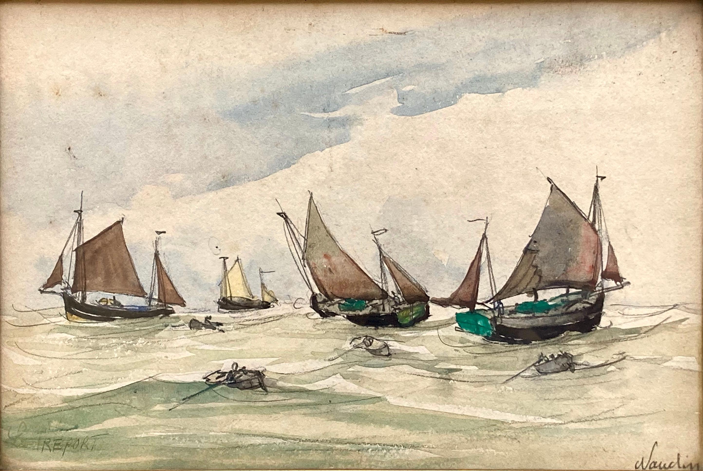 Modern 1930s French Seascape in Watercolor by Frank William Boggs 'Frank-Will, Naudin' For Sale