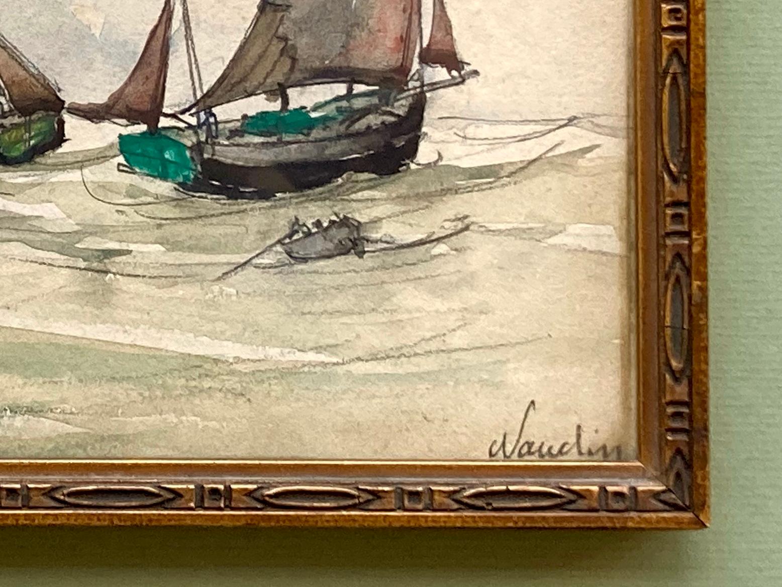 Hand-Painted 1930s French Seascape in Watercolor by Frank William Boggs 'Frank-Will, Naudin' For Sale