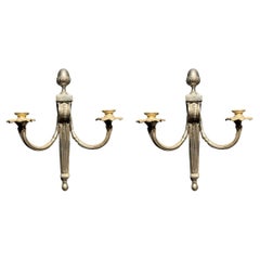 1930's French Silver Plate Bronze Sconces
