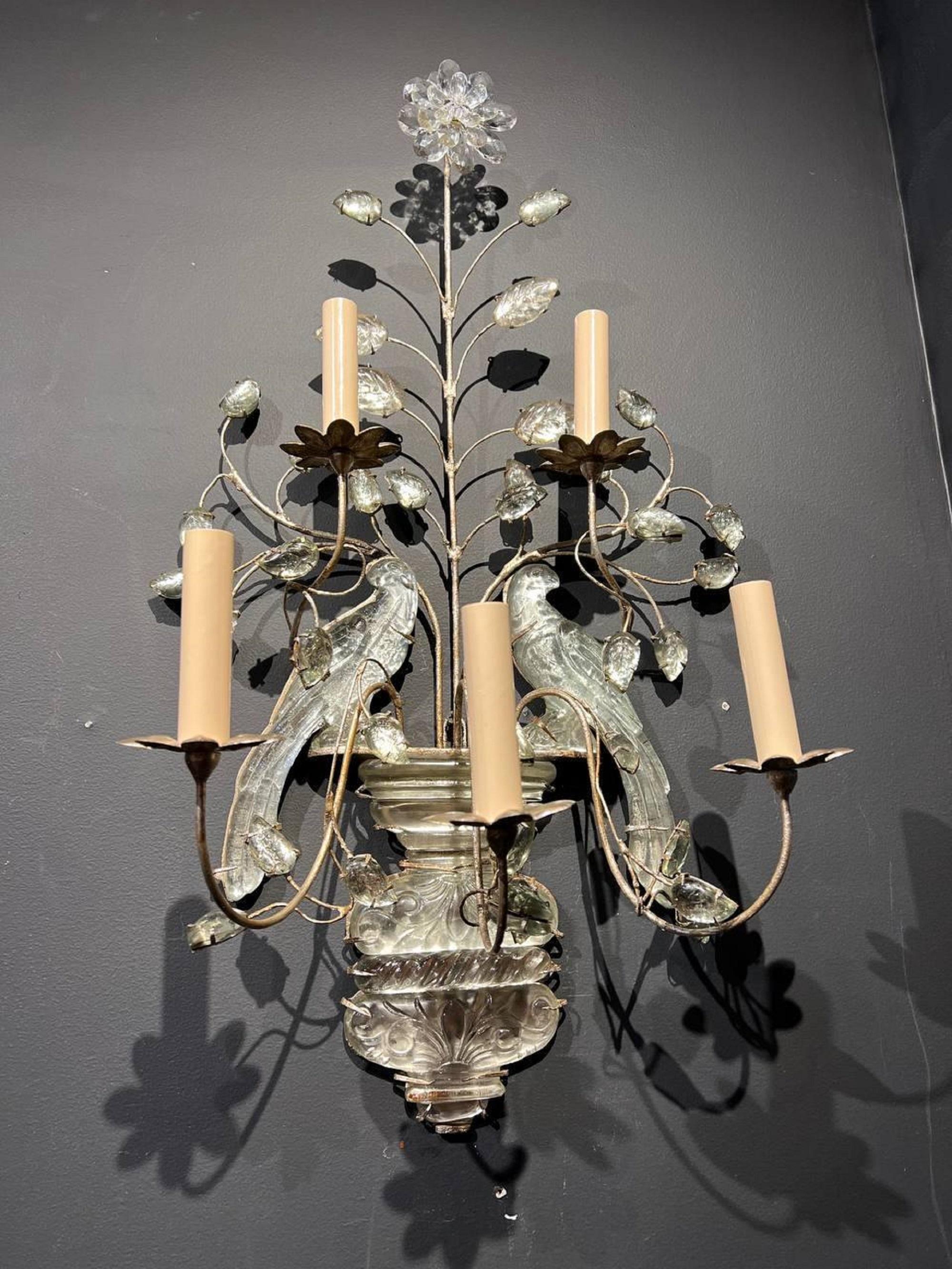 1930's French Silver plated Bagues 5 Lights Sconces In Good Condition In New York, NY