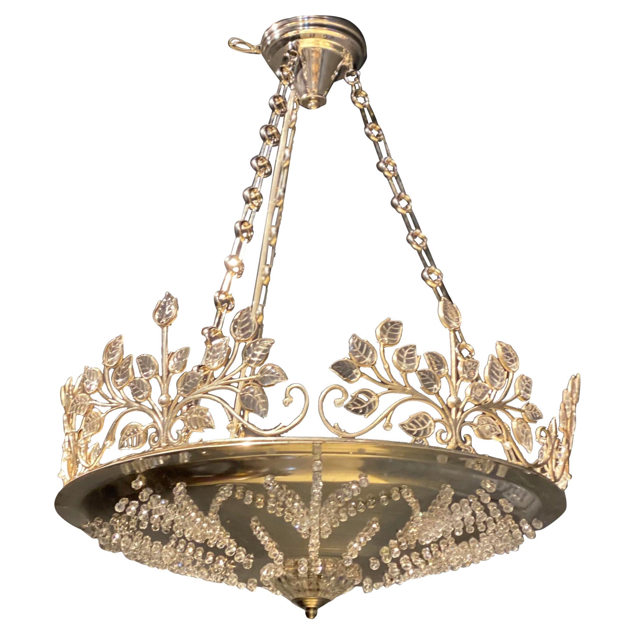 1930's French Silver Plated Light Fixture 