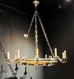 1930’s French Silver Plated Light Fixture with Amethyst crystals