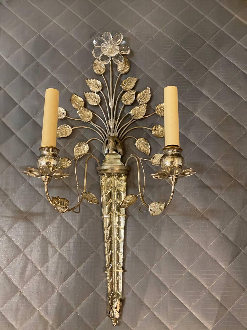 French Provincial 1930’s French Silver Plated Sconces For Sale