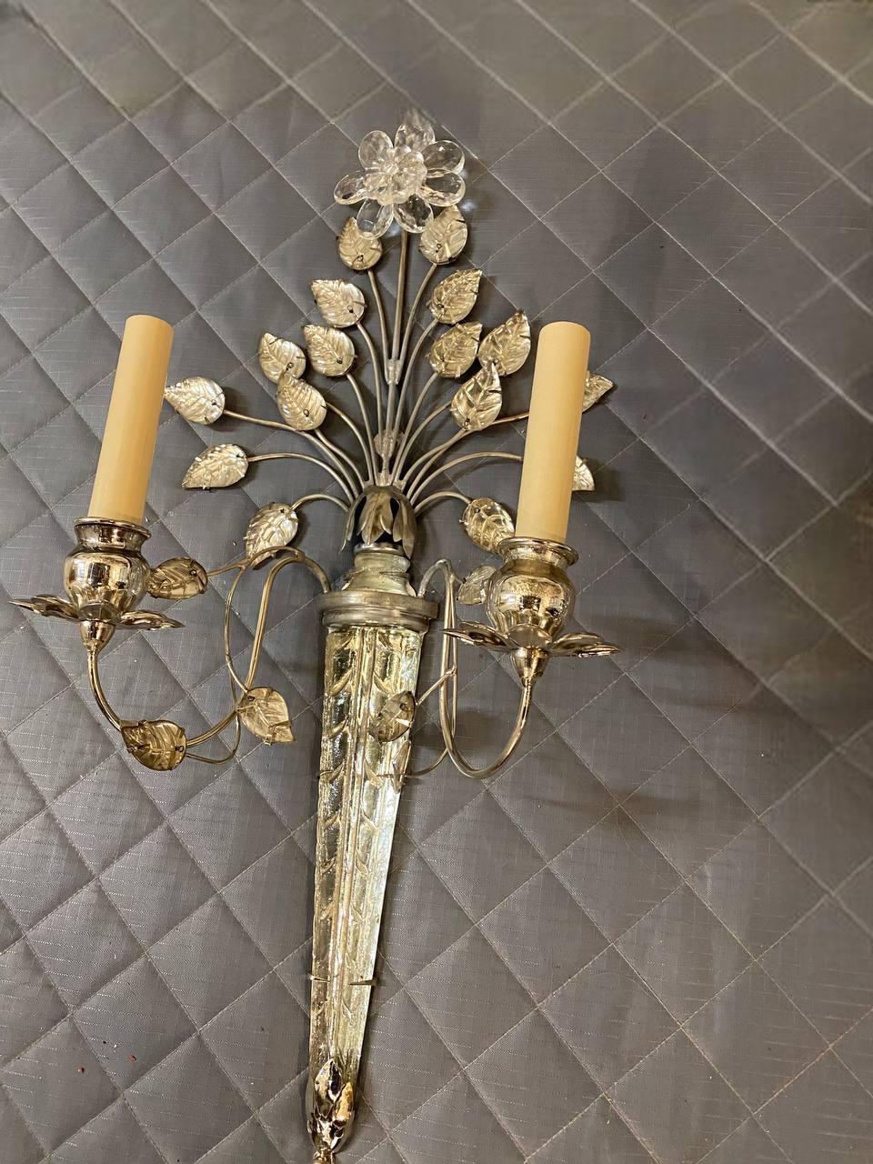 1930’s French Silver Plated Sconces In Good Condition For Sale In New York, NY