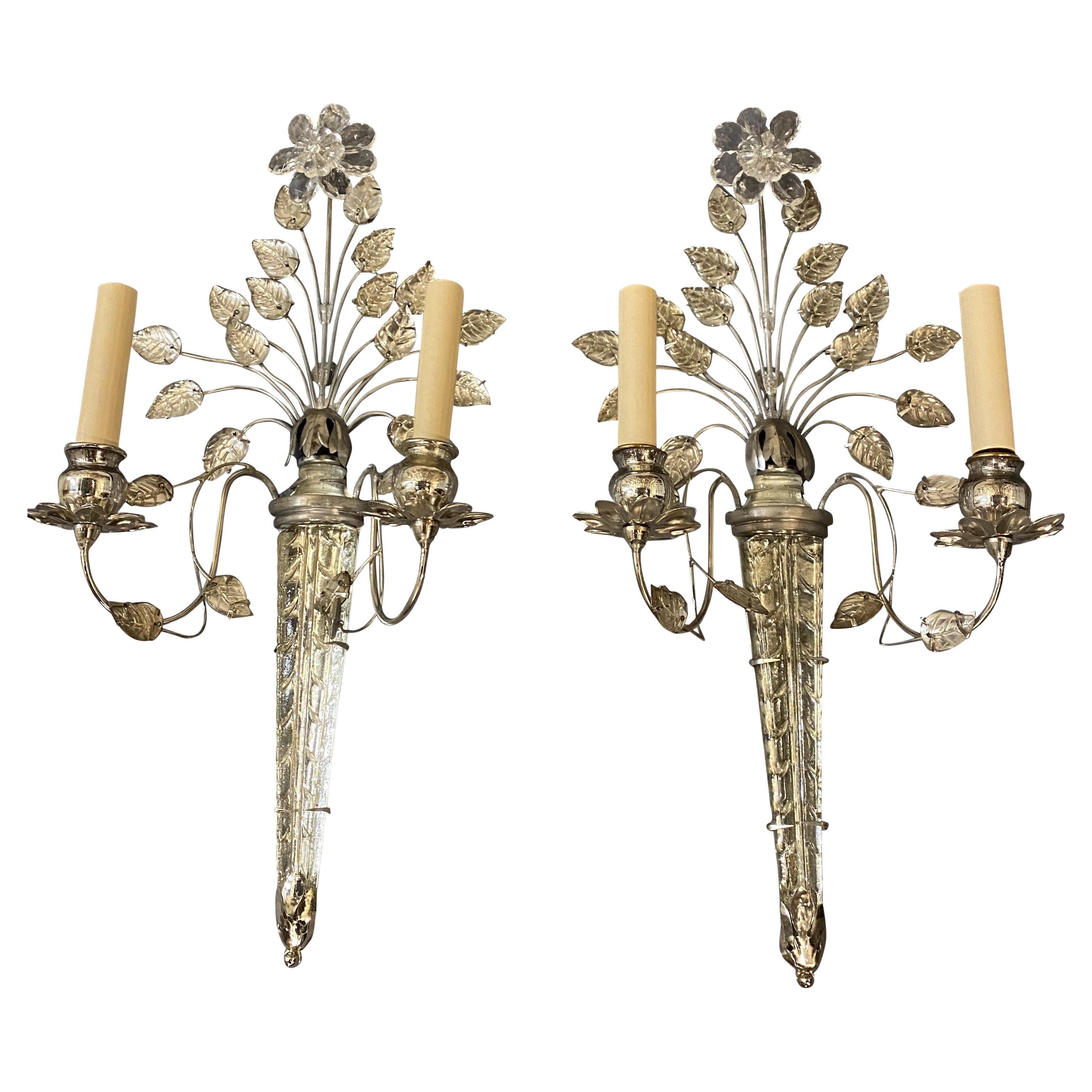 1930’s French Silver Plated Sconces For Sale