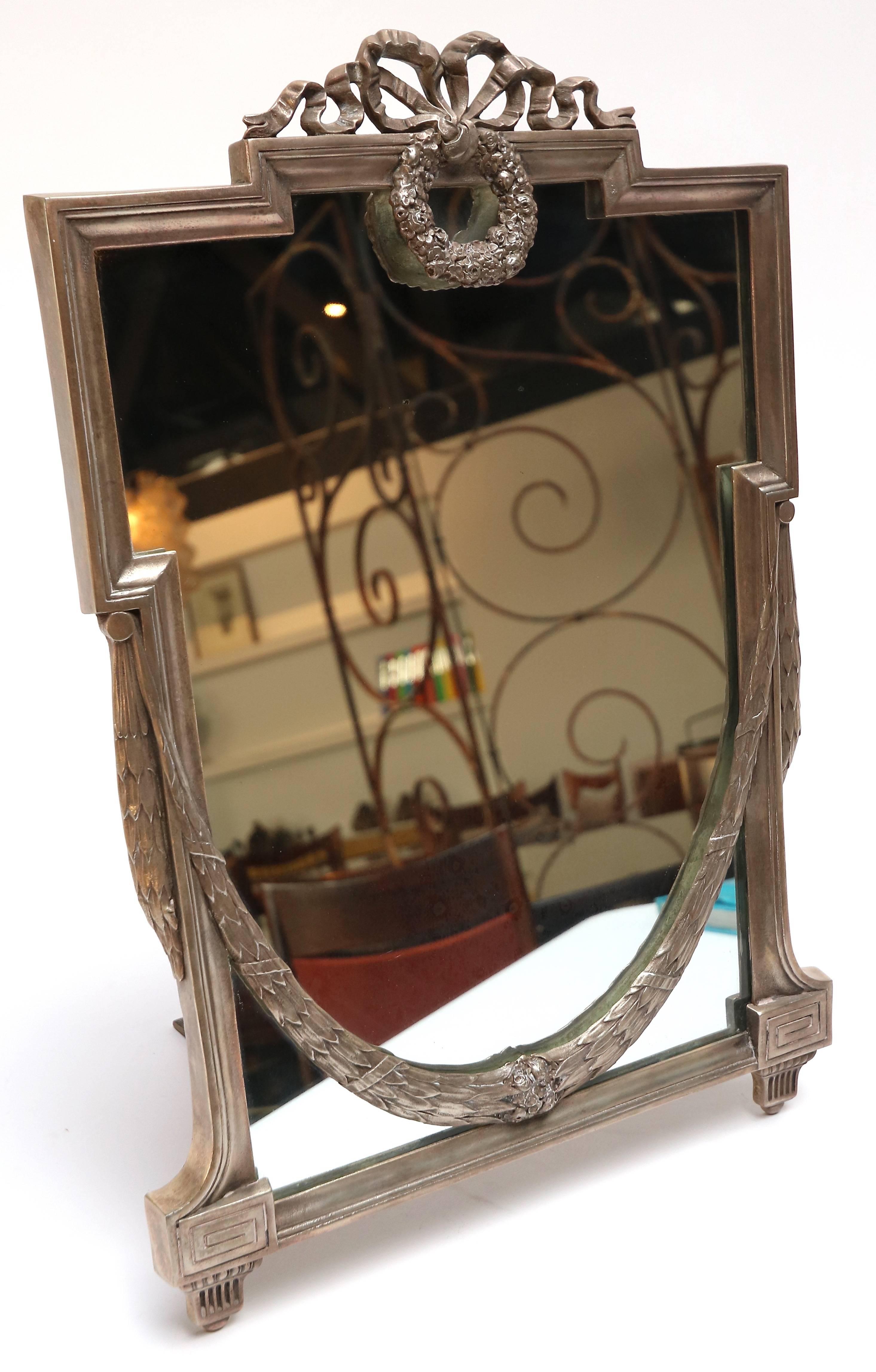 1930s French silver plated (WMF) vanity mirror.
