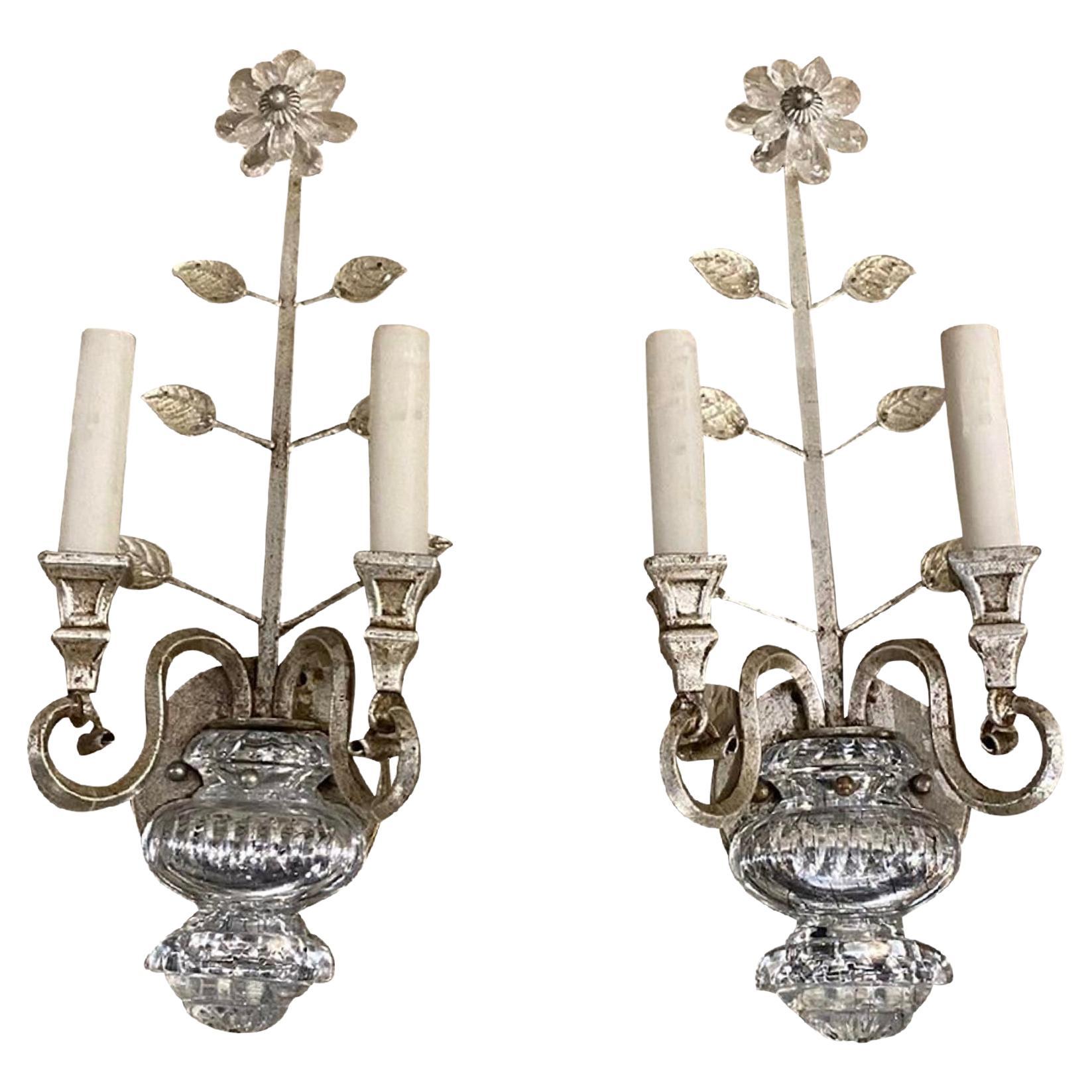 1930s French Silvered Metal Sconces