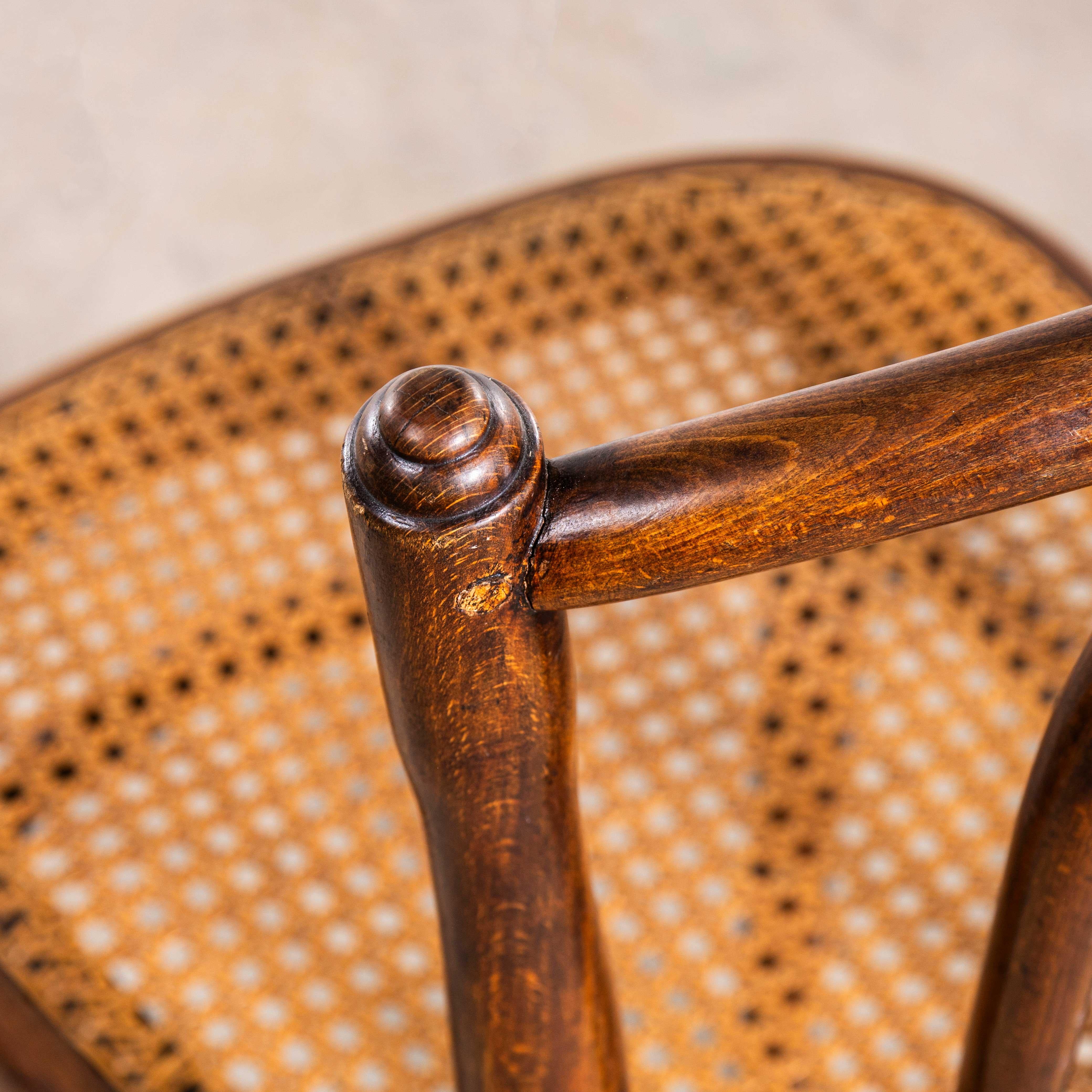 Sedie da pranzo francesi con schienale a cerchio singolo e sedile a canne degli anni '30 - set di sei in vendita 1