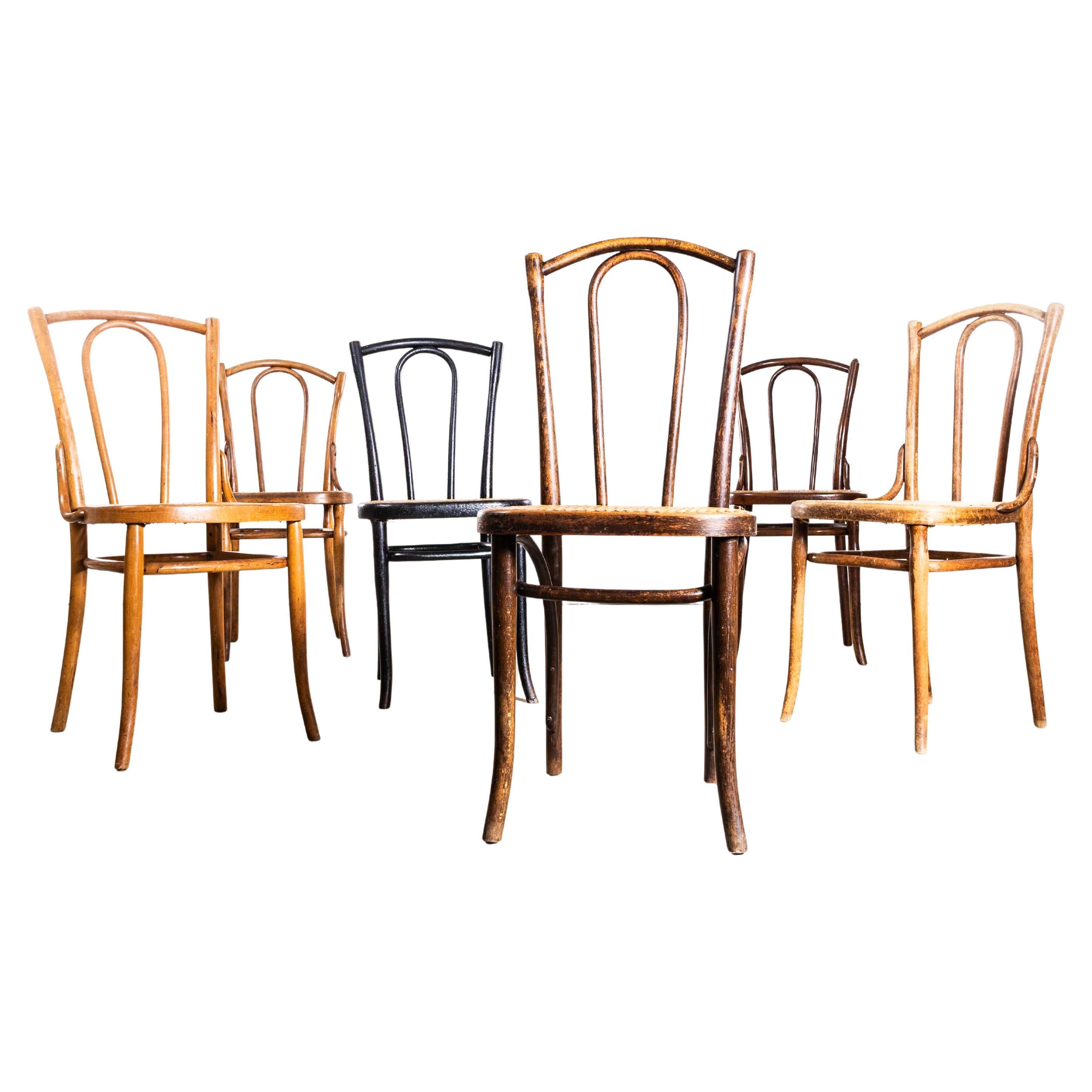1930's French Single Hoop Back Cane Seat Dining Chairs - Set Of Six