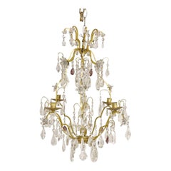 Vintage 1930s French Small Bagues Crystal Chandelier