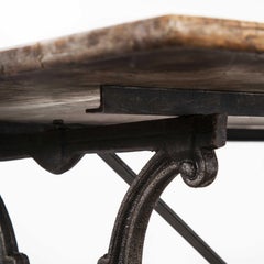 1930s French Stone Top Café Bistro Cast Iron Table
