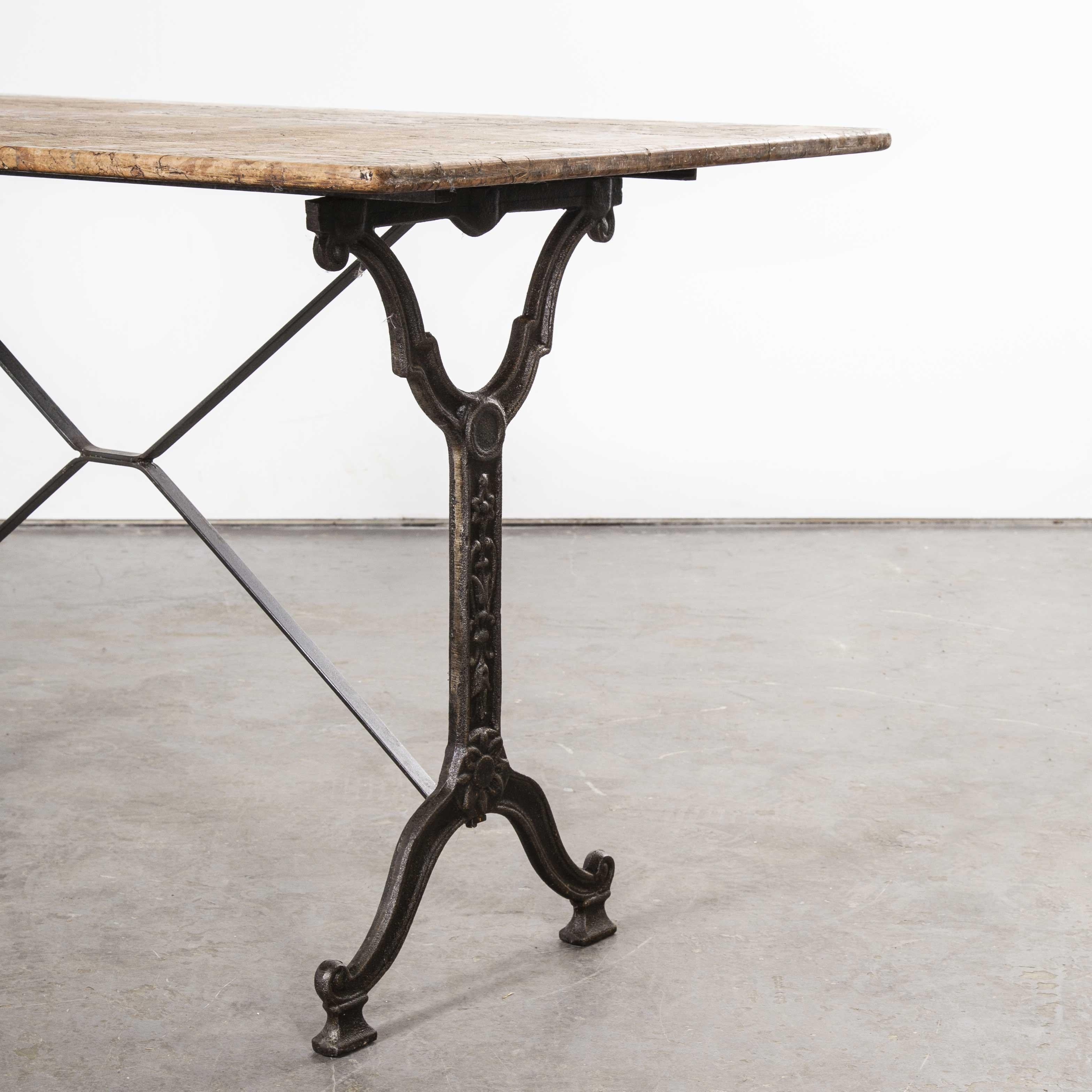 1930s French Stone Top Café Bistro Cast Iron Table In Good Condition In Hook, Hampshire