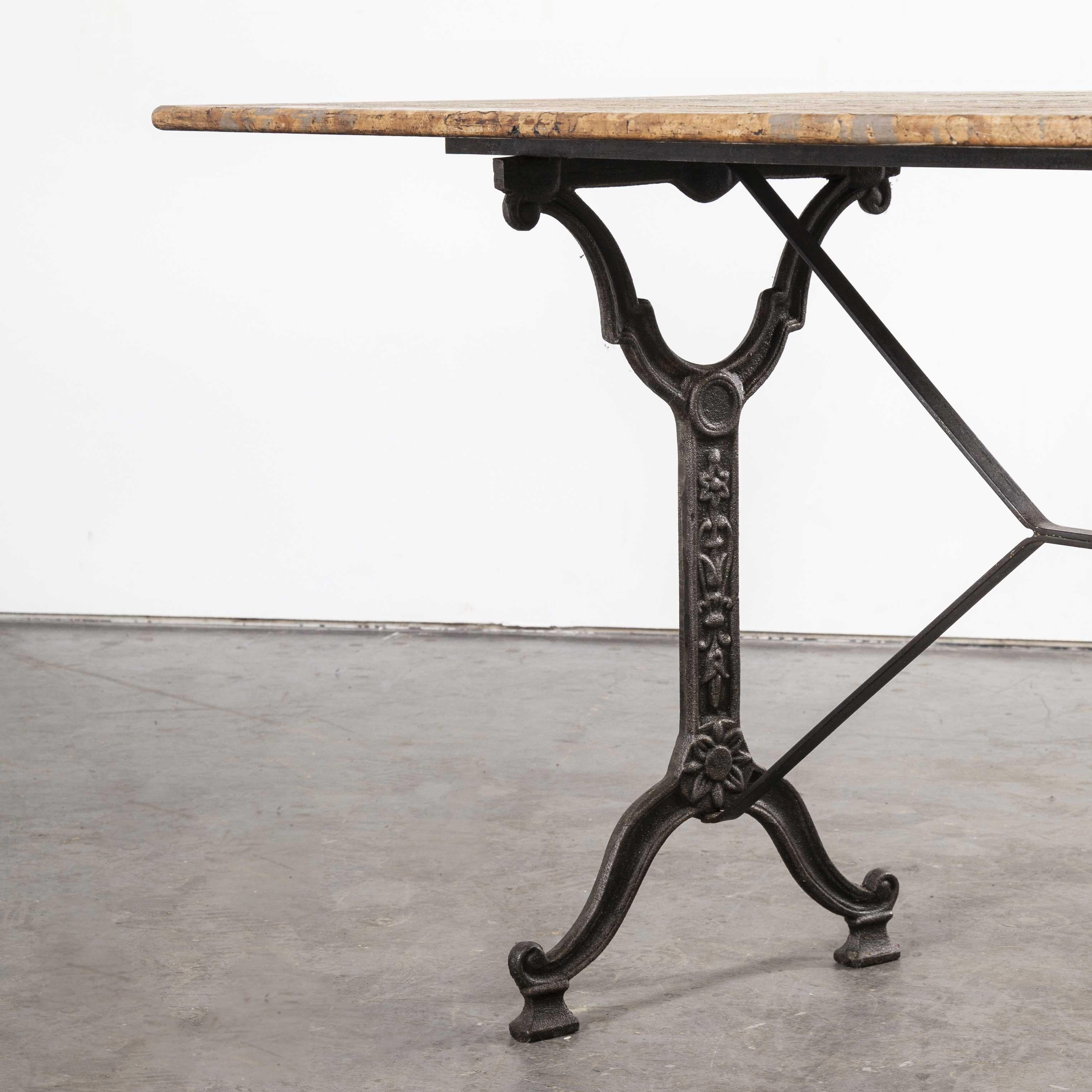 Mid-20th Century 1930s French Stone Top Café Bistro Cast Iron Table