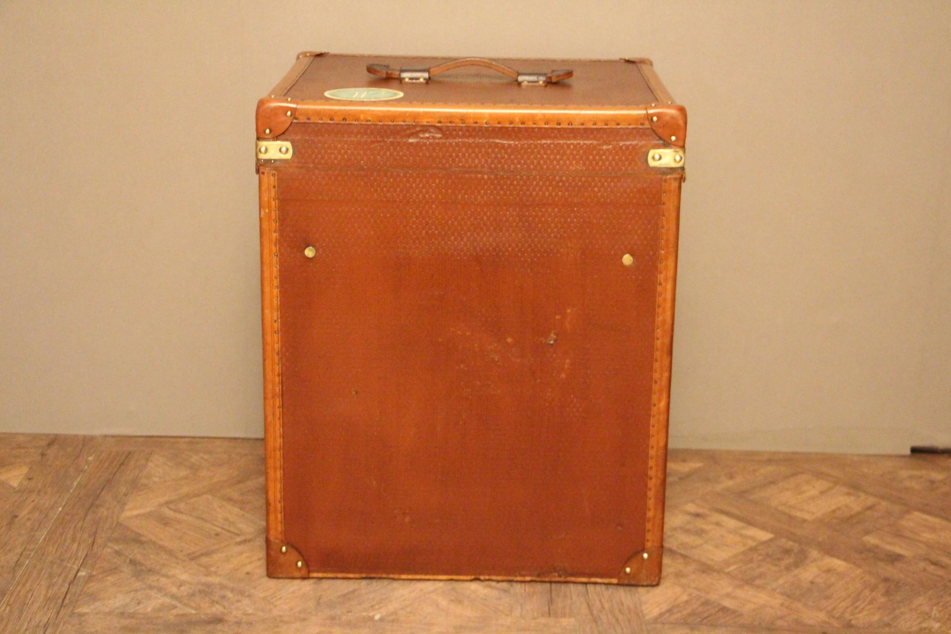 Mid-20th Century 1930s French Tall Brown Canvas Hat Trunk, Hat Box