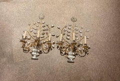 Vintage French Three Light Bagues Sconces