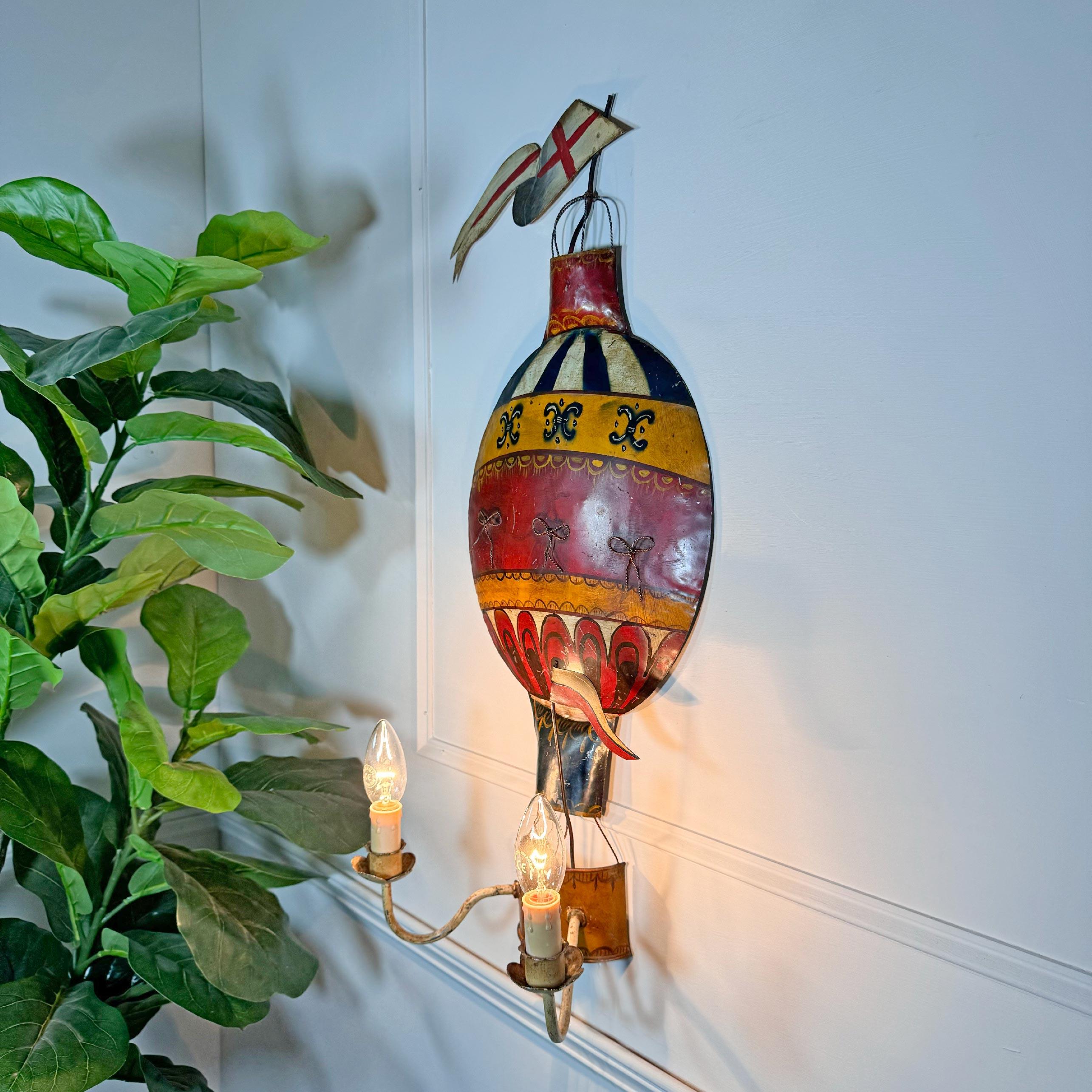 1930’s French Tole Hot Air Balloon Wall Light Sconce For Sale 3