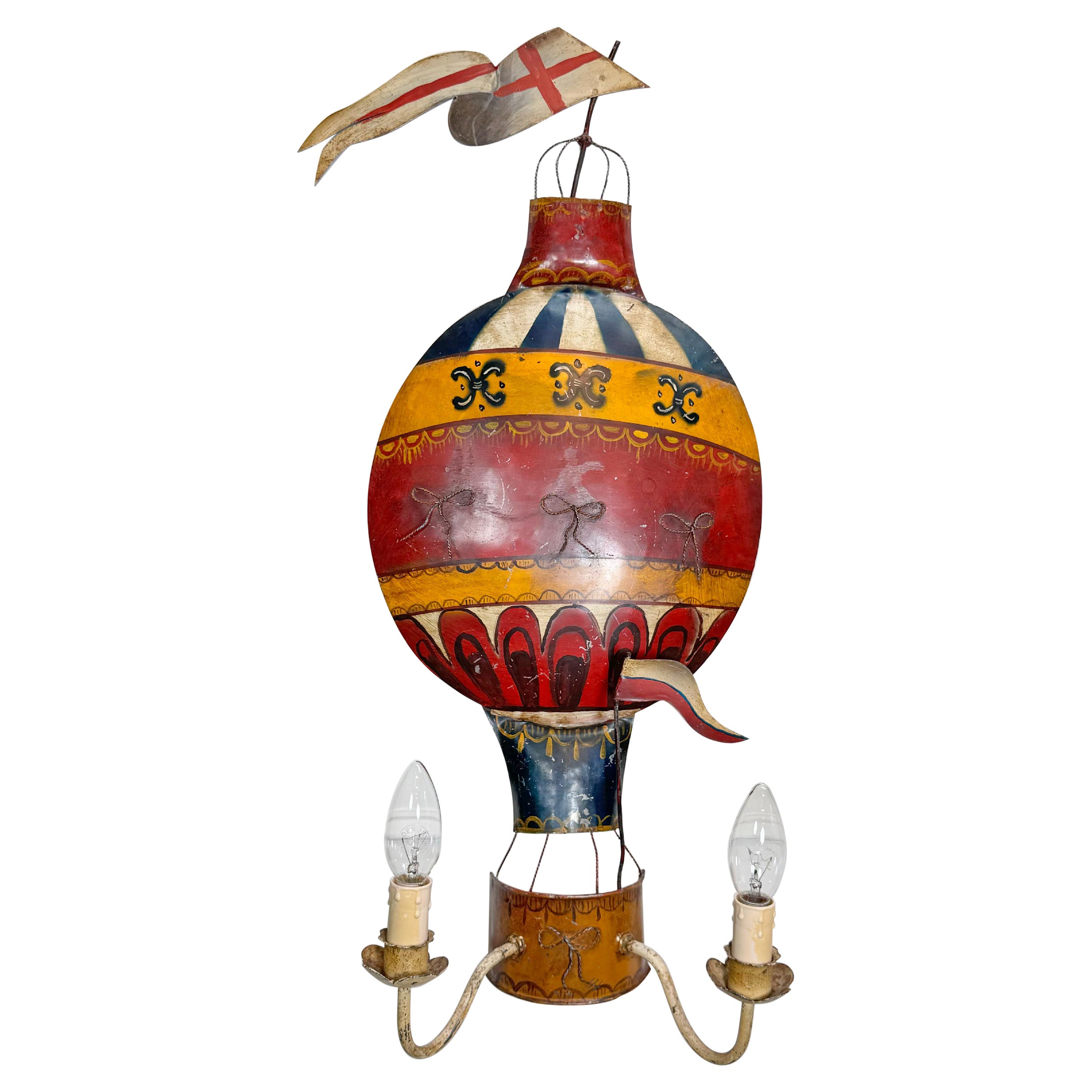 Lámpara de Pared Globo de Aire Caliente de Tole Francés de 1930 en venta