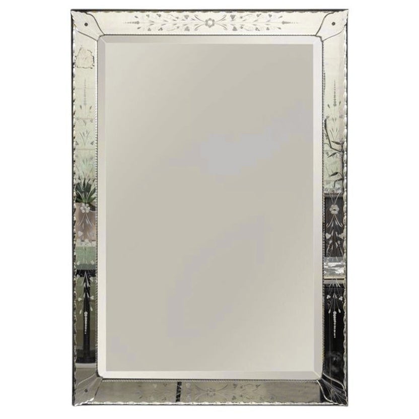 1930s French Venetian Etched Mirror