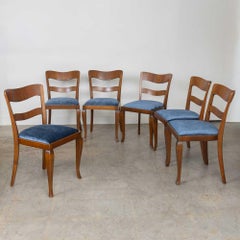 1930s French Walnut Wavy Back Dining Chairs