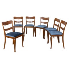 Sedie da pranzo francesi con schienale ondulato in noce del 1930