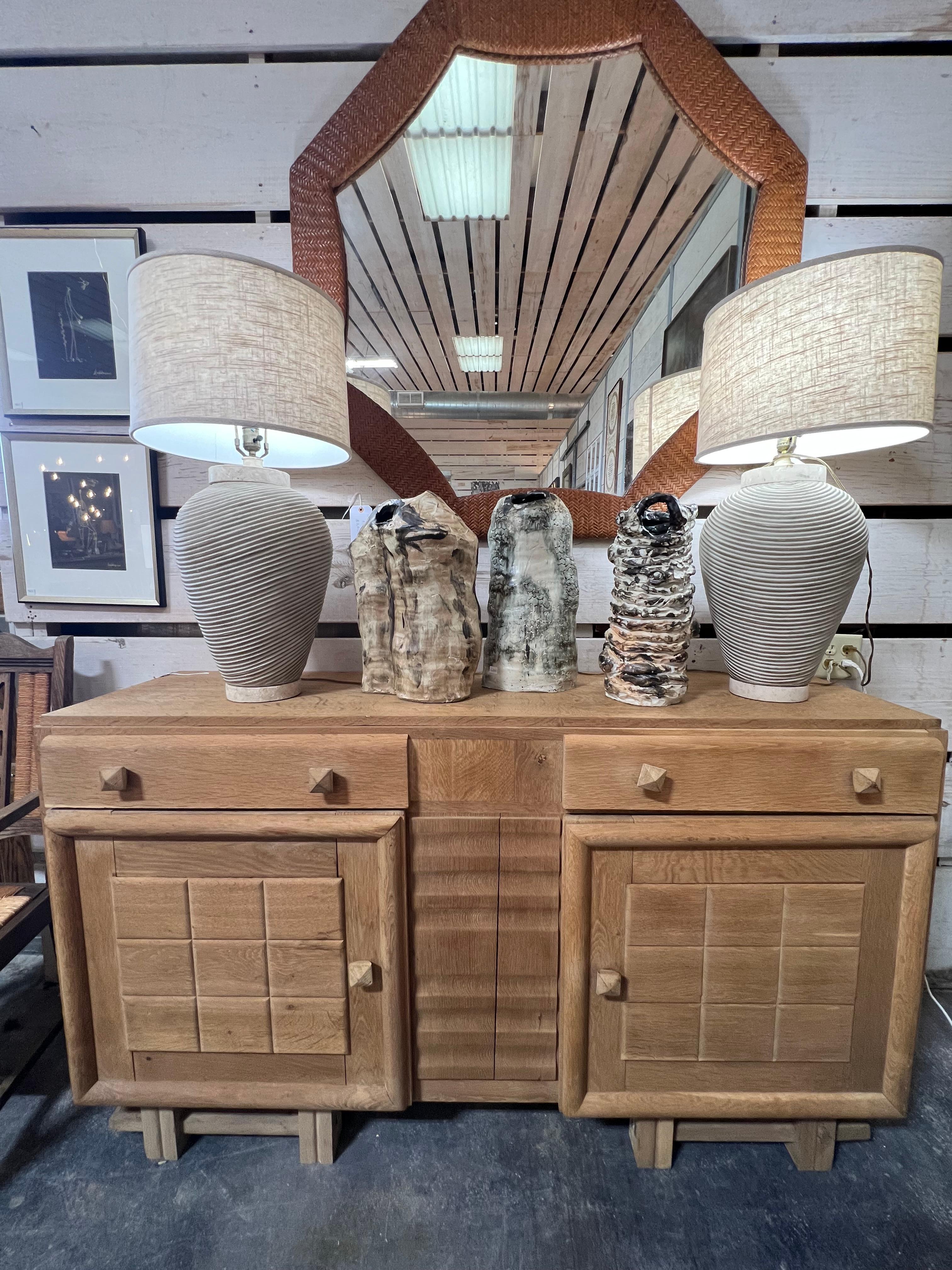 1930’s French white oak sideboard/credenza. Please contact 1stdibs for international shipping. Listed shipping is only for US excluding Hawaii and Alaska. 