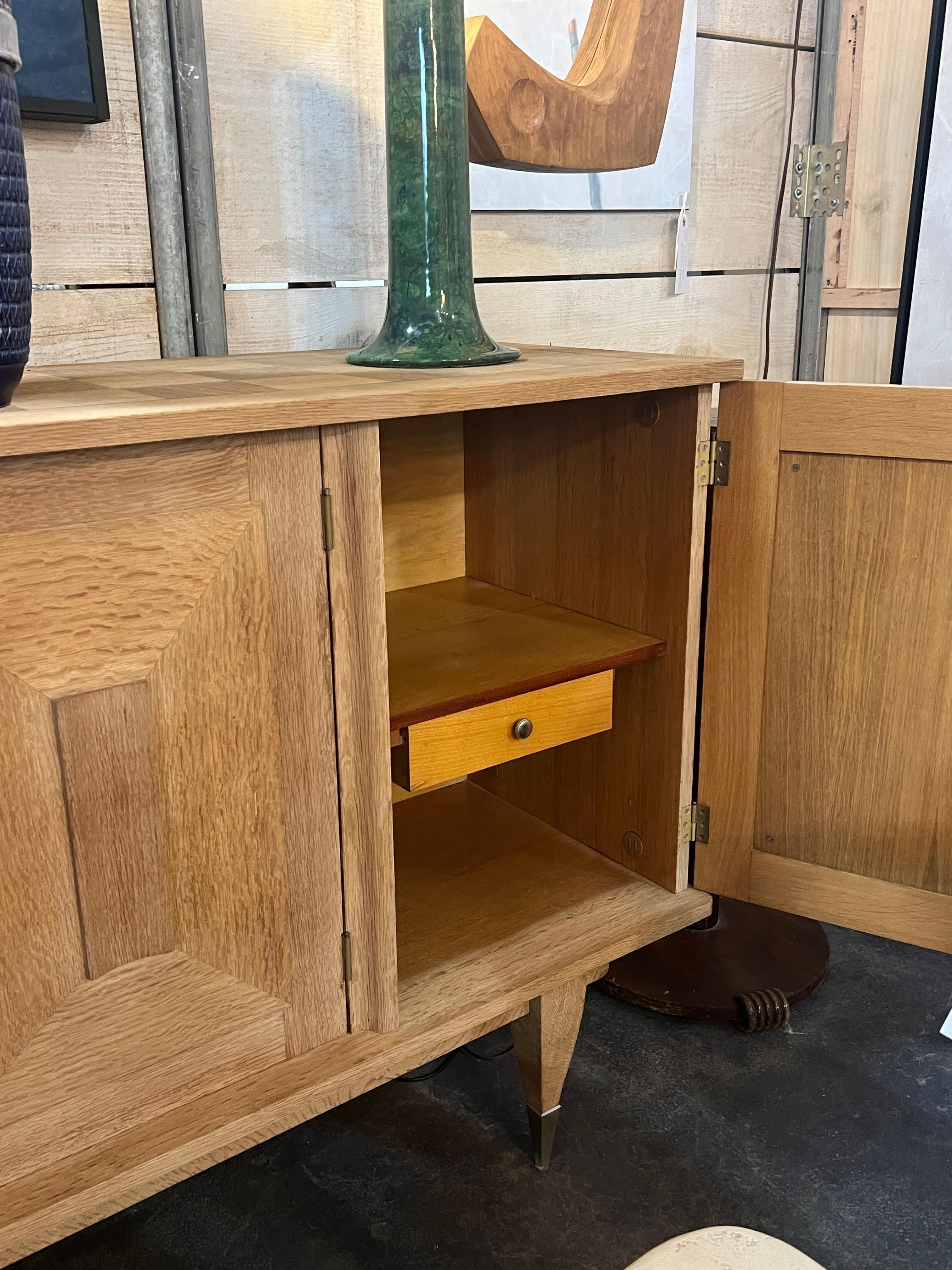 1930’s French White Oak Sideboard  In Good Condition In Chicago, IL