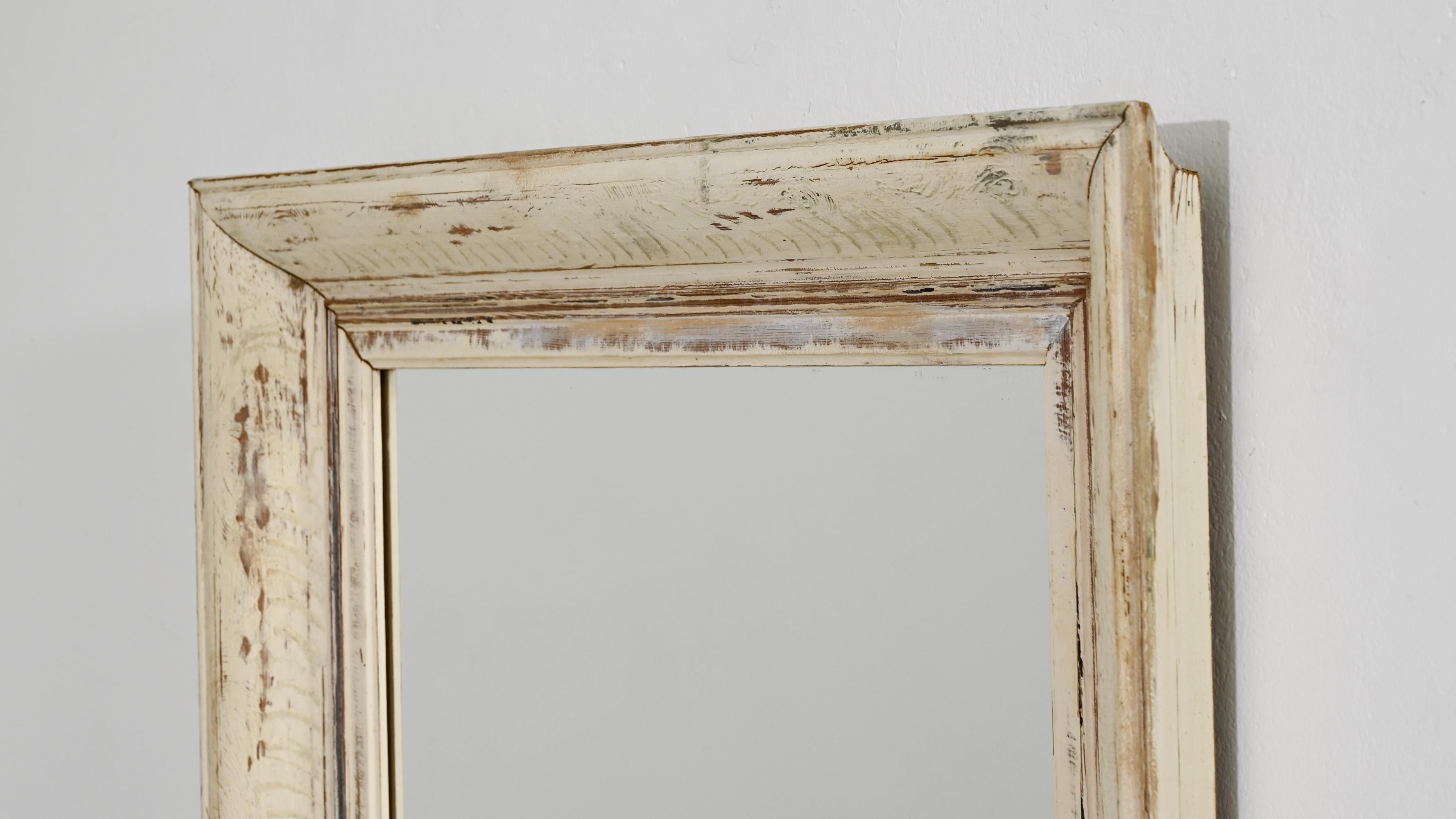 French Provincial 1930s French White Patinated Wall Mirror