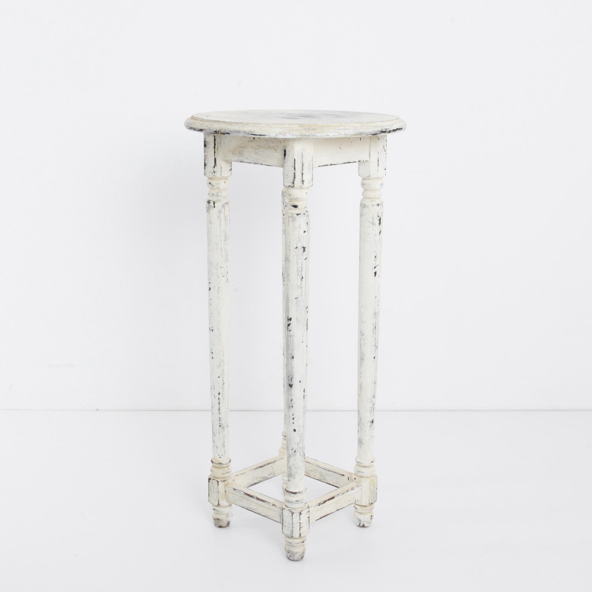 French Provincial 1930s French White Wooden Patinated Side Table