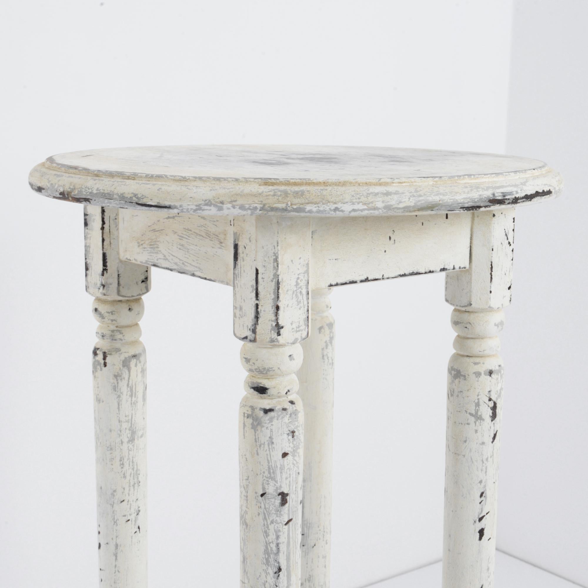Mid-20th Century 1930s French White Wooden Patinated Side Table