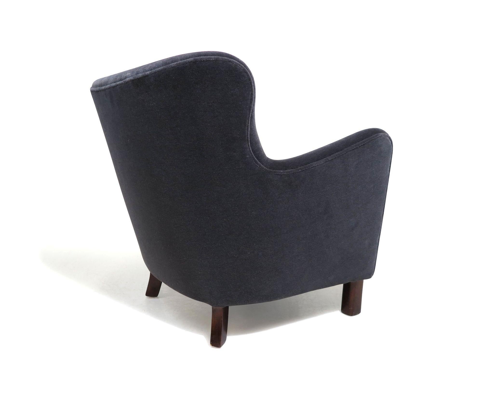 20th Century 1930's Fritz Hansen Danish Lounge Chairs in New Mohair