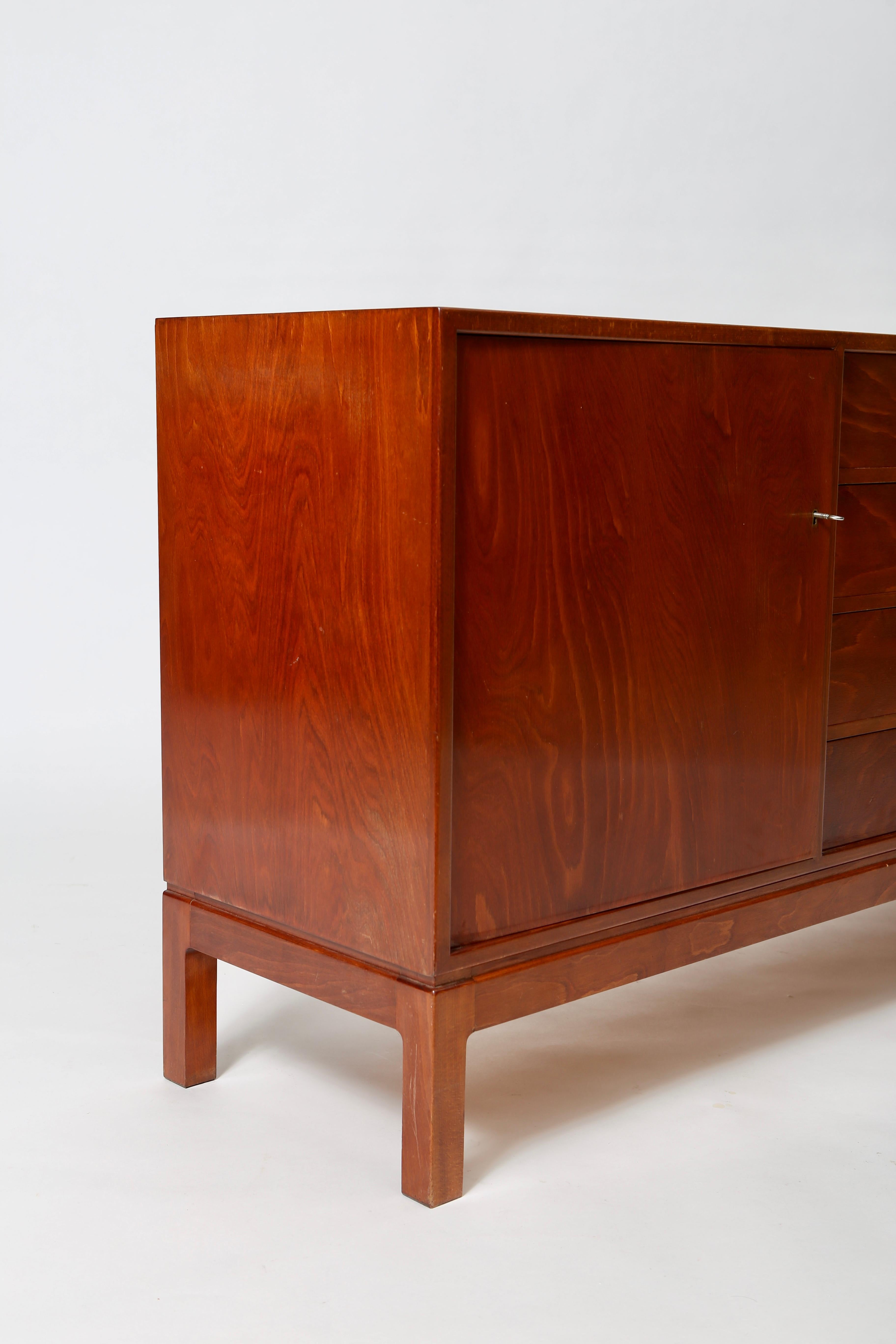 Stained Danish Art Deco 1930s Sideboard by Fritz Hansen For Sale