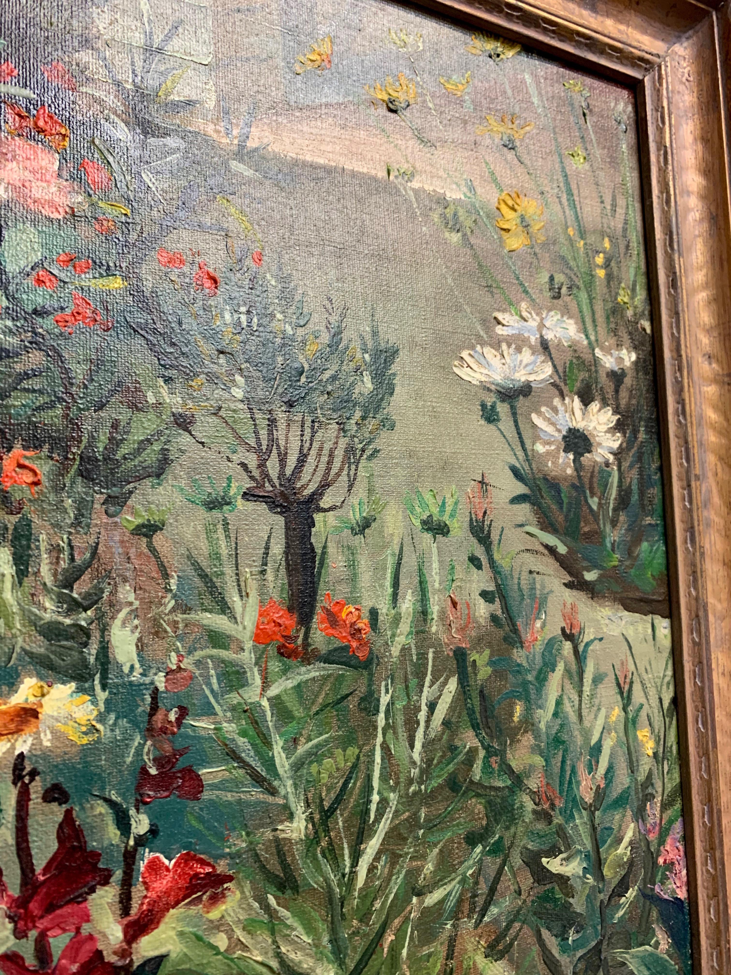 1930's Garden Painting by Richard Kollorsz For Sale 6